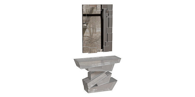 Intricate Sculpture Mirror And Glass Console Table Combo Low-poly 3D model