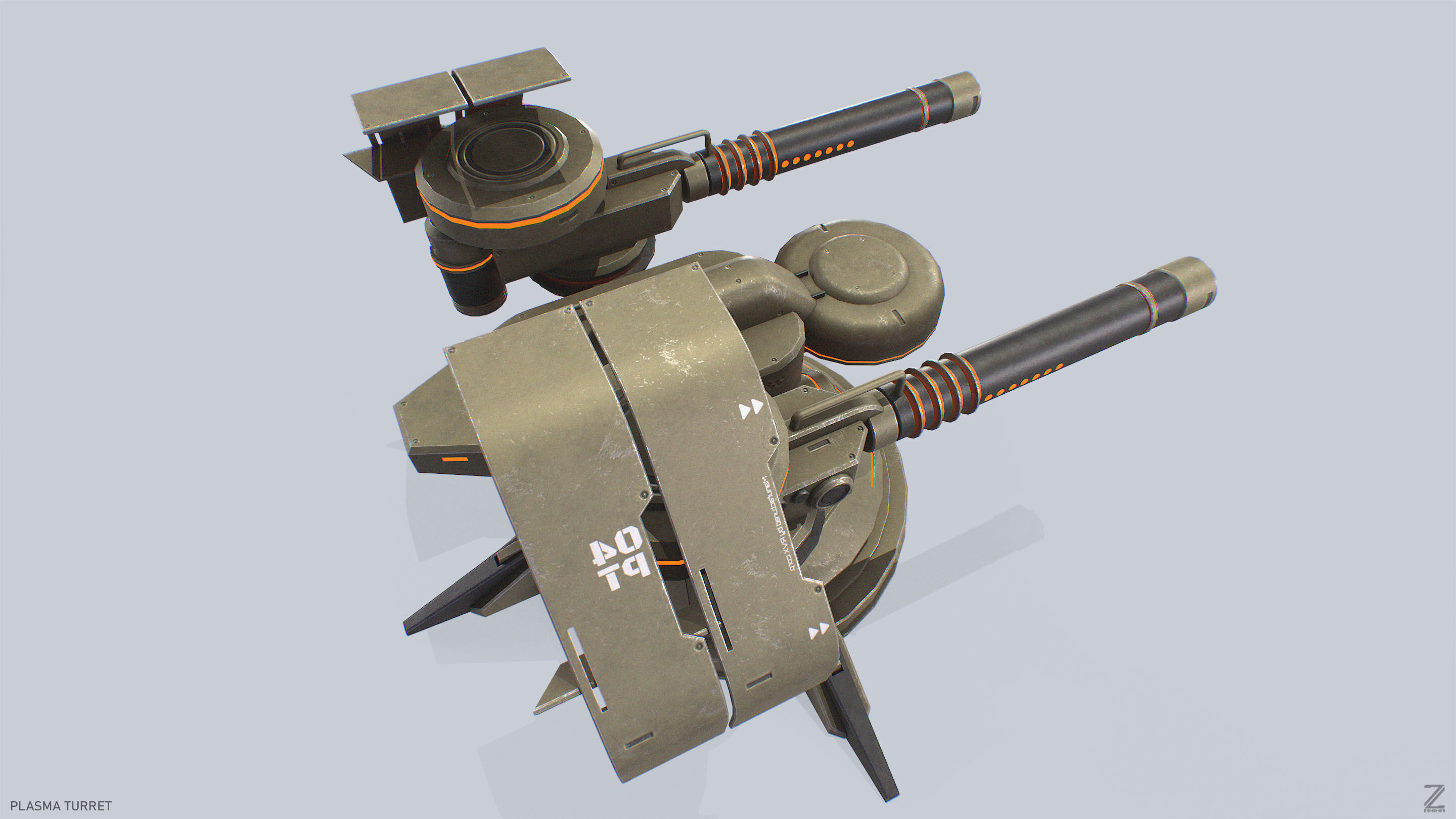 Plasma turret Low-poly 3D model_8
