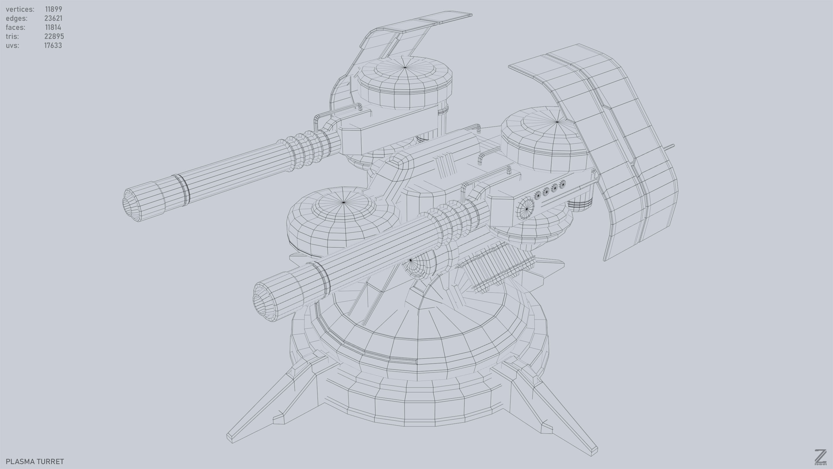 Plasma turret Low-poly 3D model_15