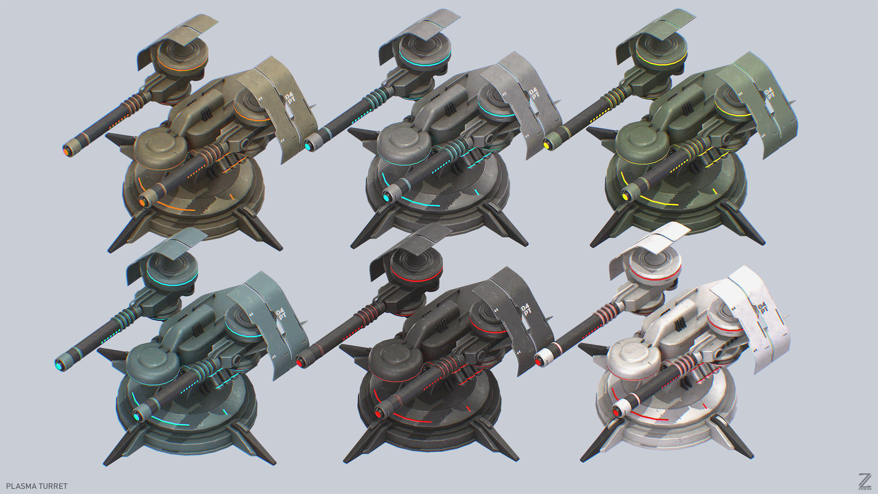 Plasma turret Low-poly 3D model_3