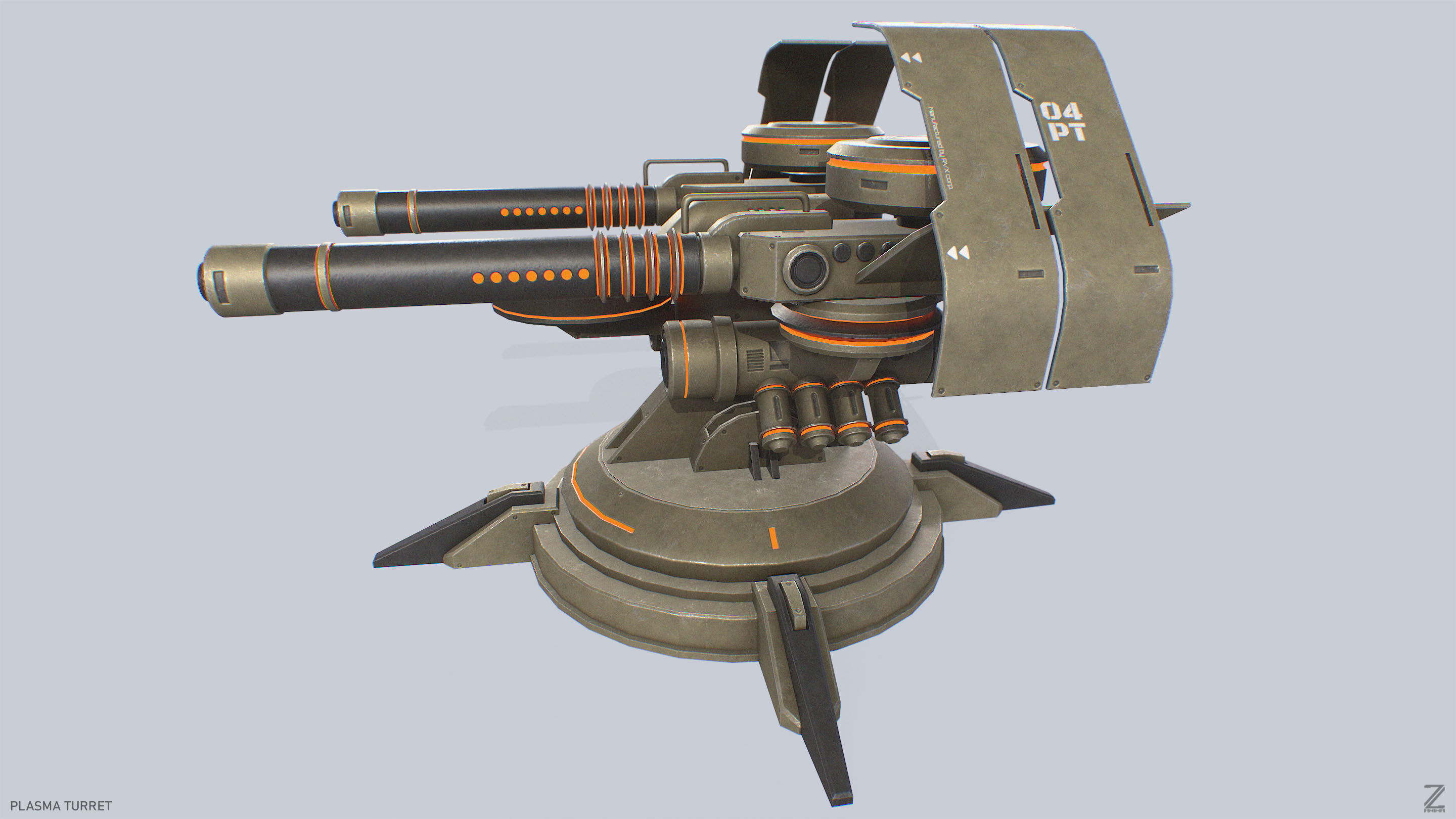 Plasma turret Low-poly 3D model_2