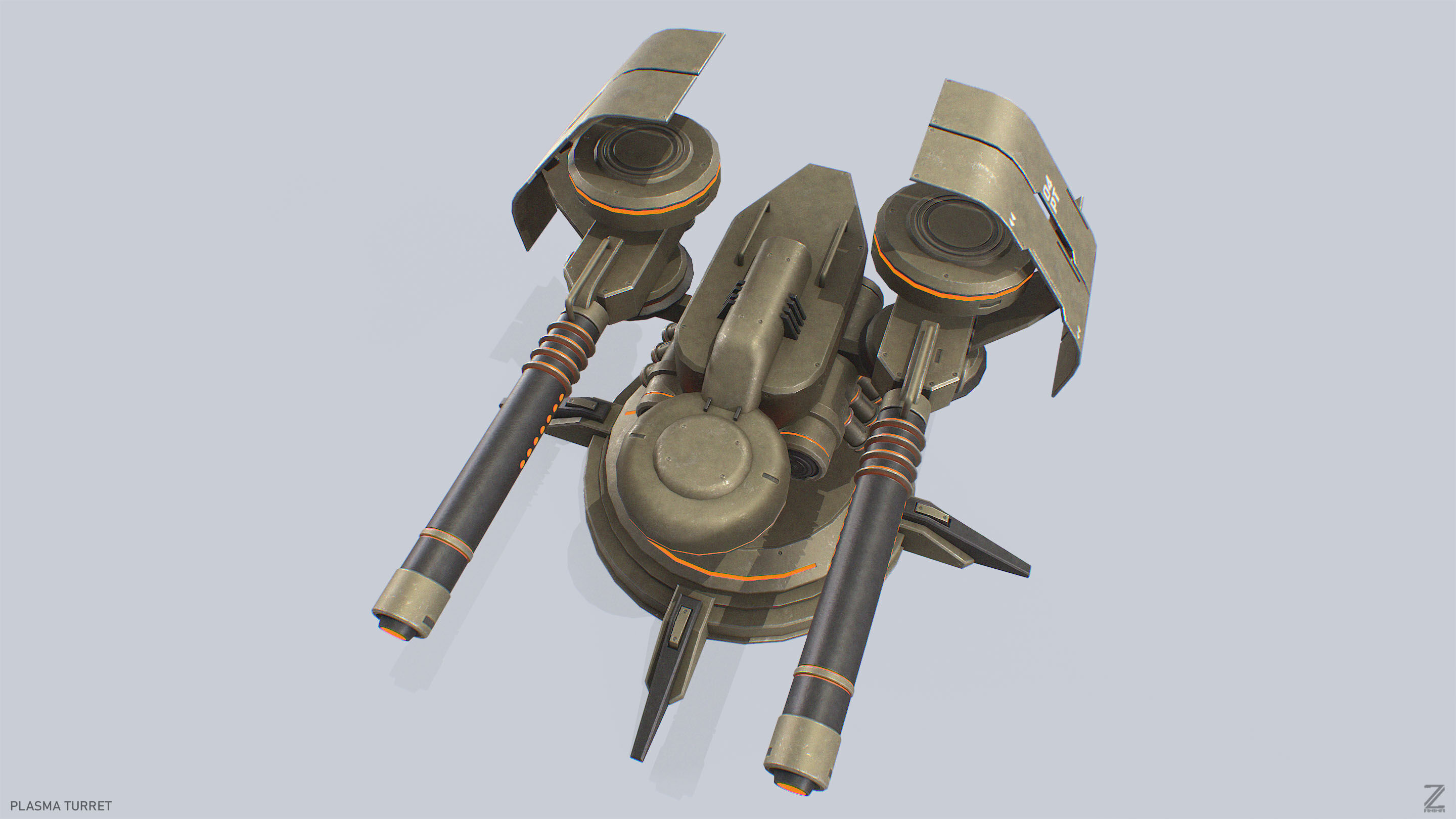 Plasma turret Low-poly 3D model_7