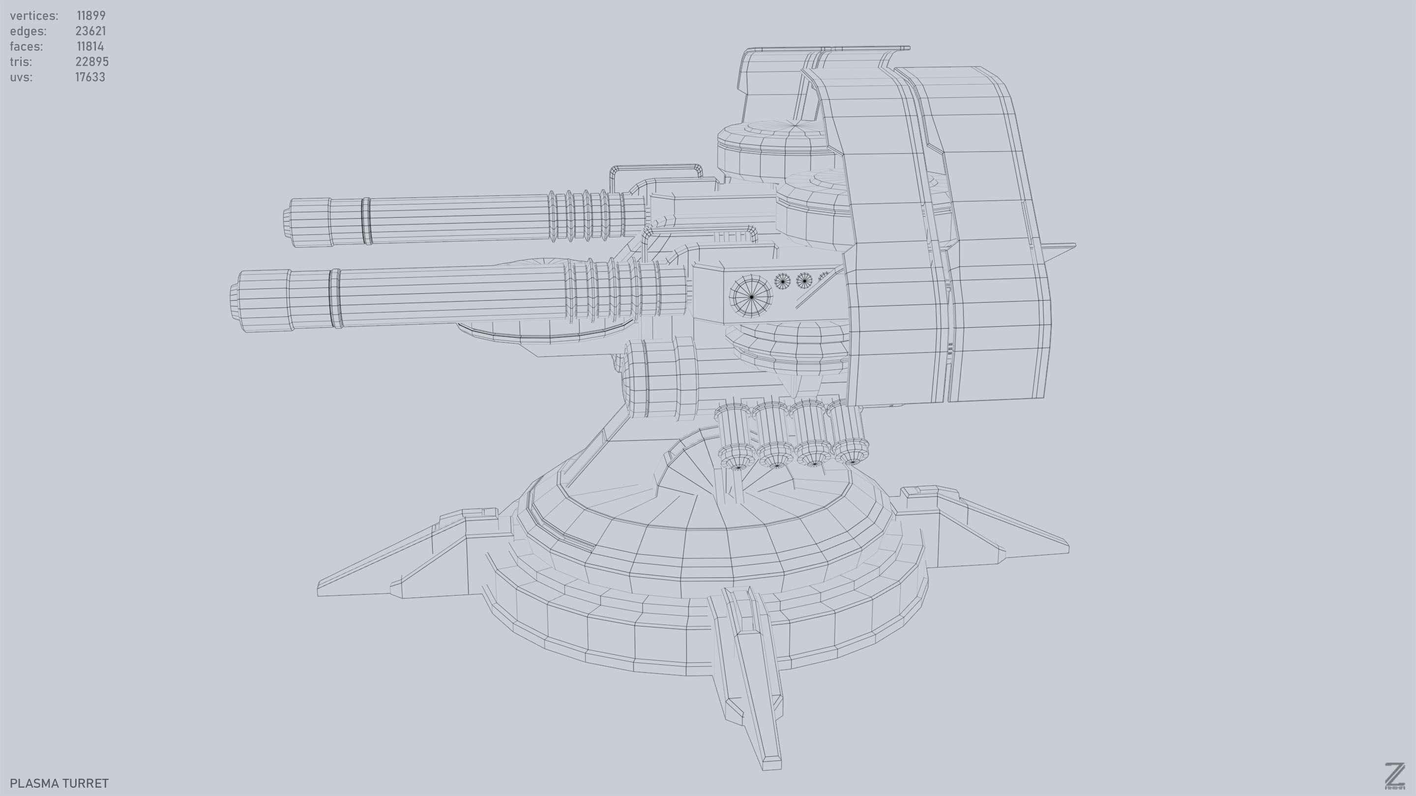 Plasma turret Low-poly 3D model_10