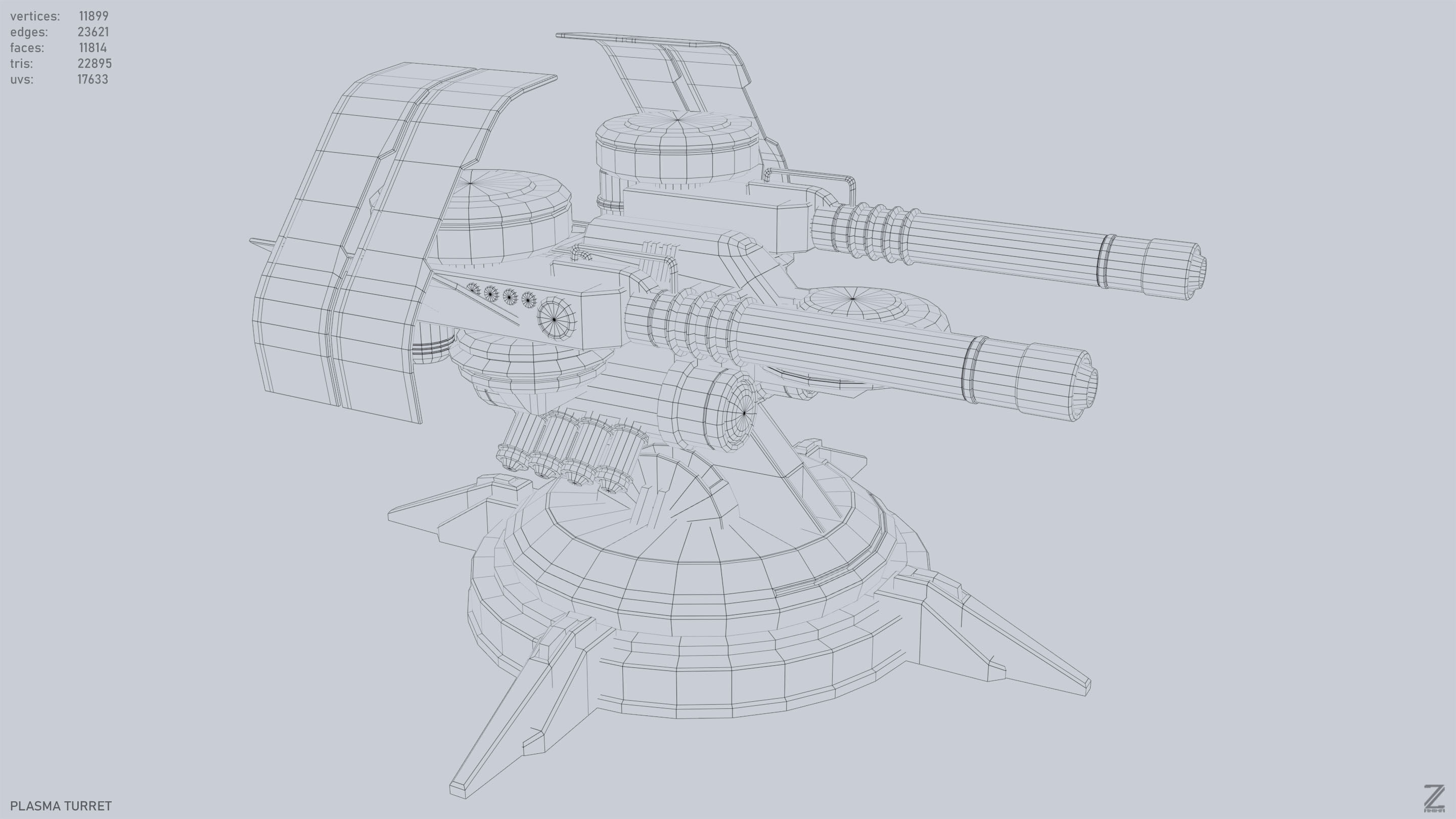 Plasma turret Low-poly 3D model_13