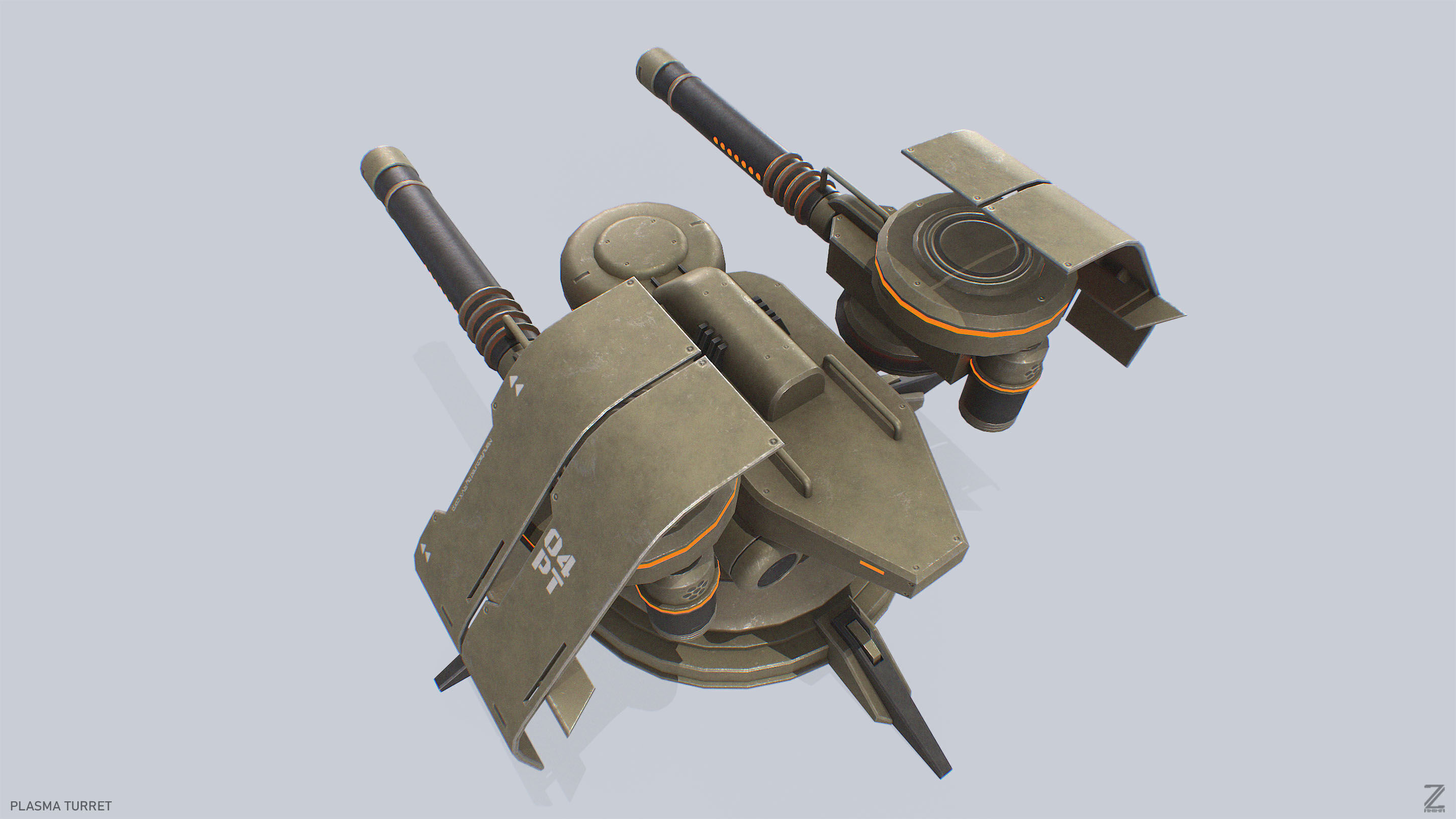 Plasma turret Low-poly 3D model_5