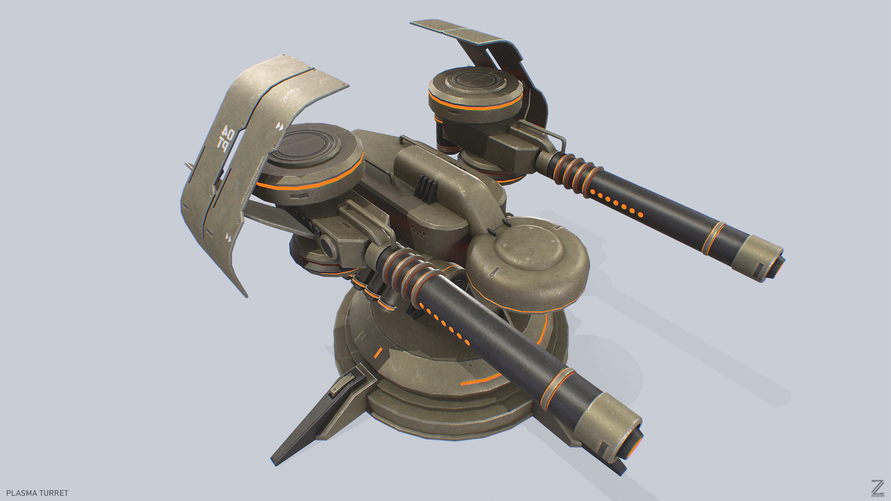 Plasma turret Low-poly 3D model_6