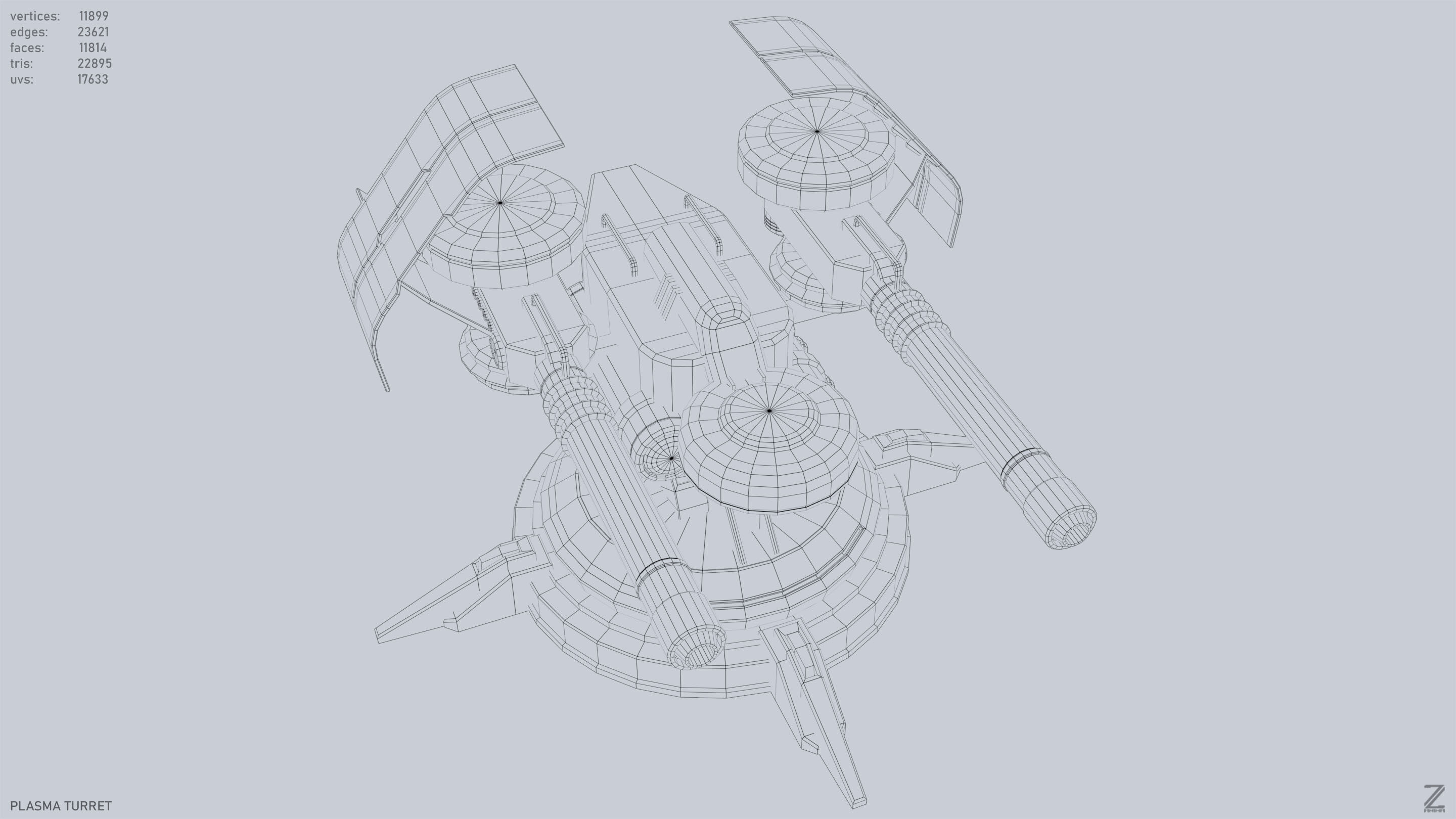 Plasma turret Low-poly 3D model_14