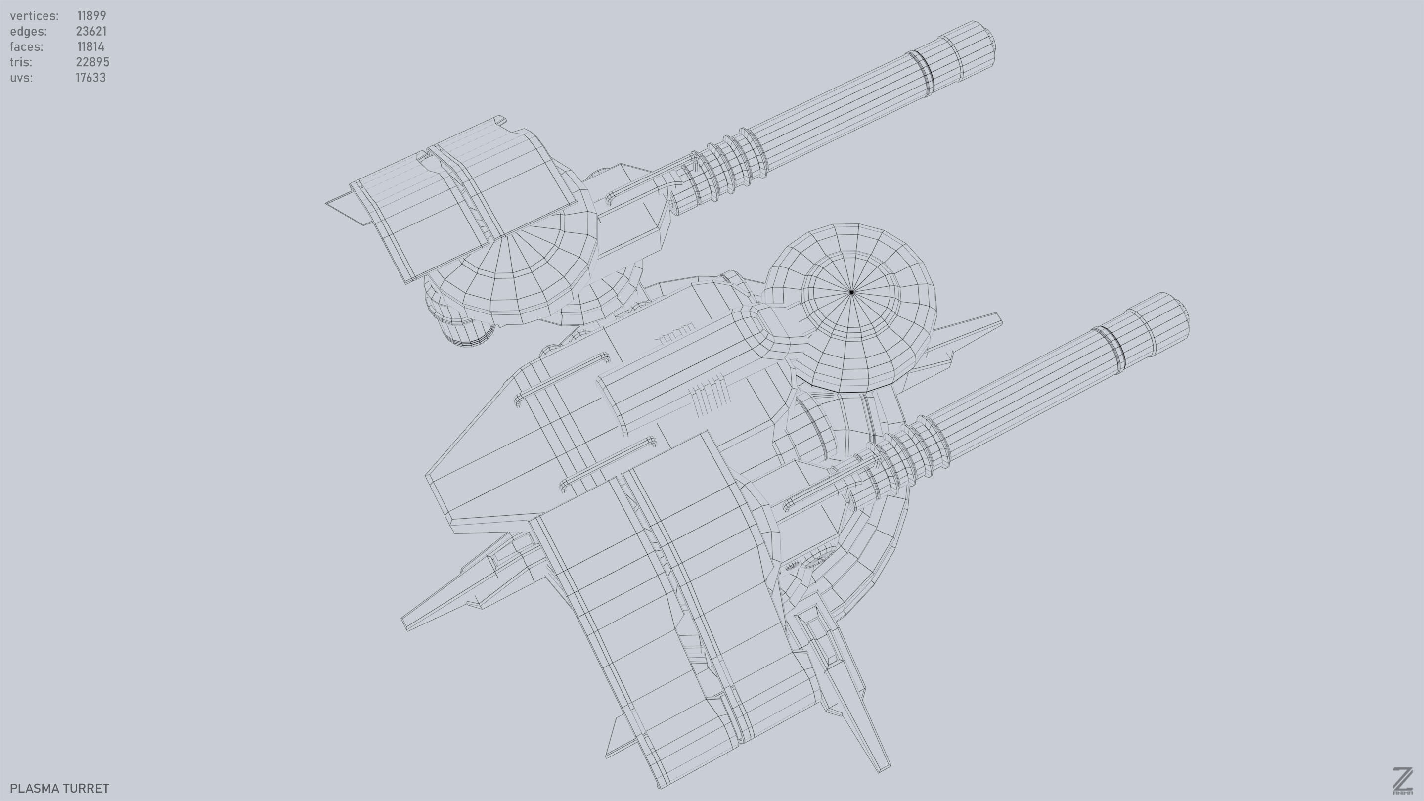 Plasma turret Low-poly 3D model_12