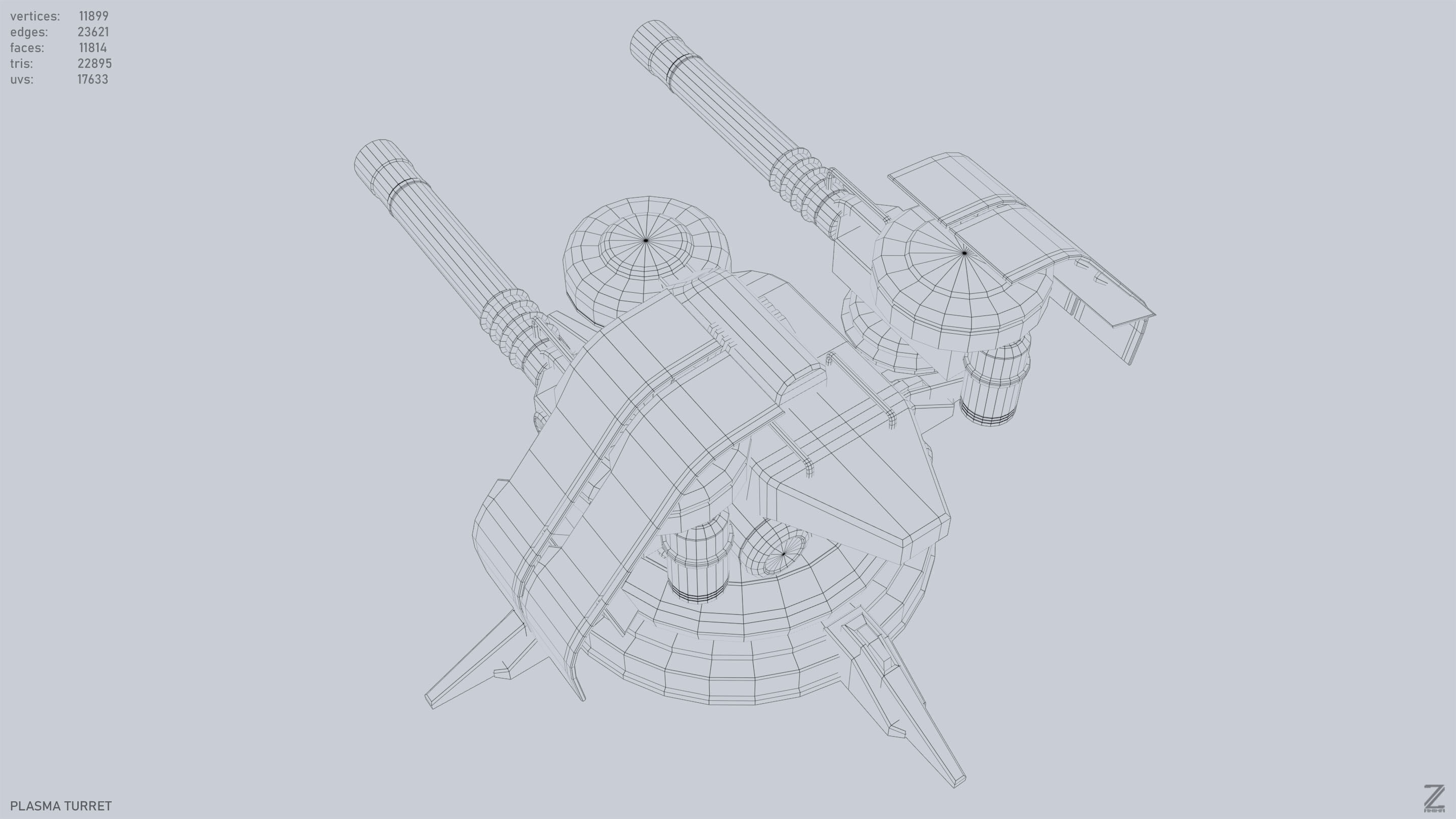 Plasma turret Low-poly 3D model_11