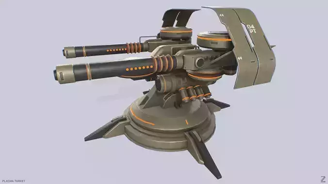 Plasma turret Low-poly 3D model Plasma turret Low-poly 3D model