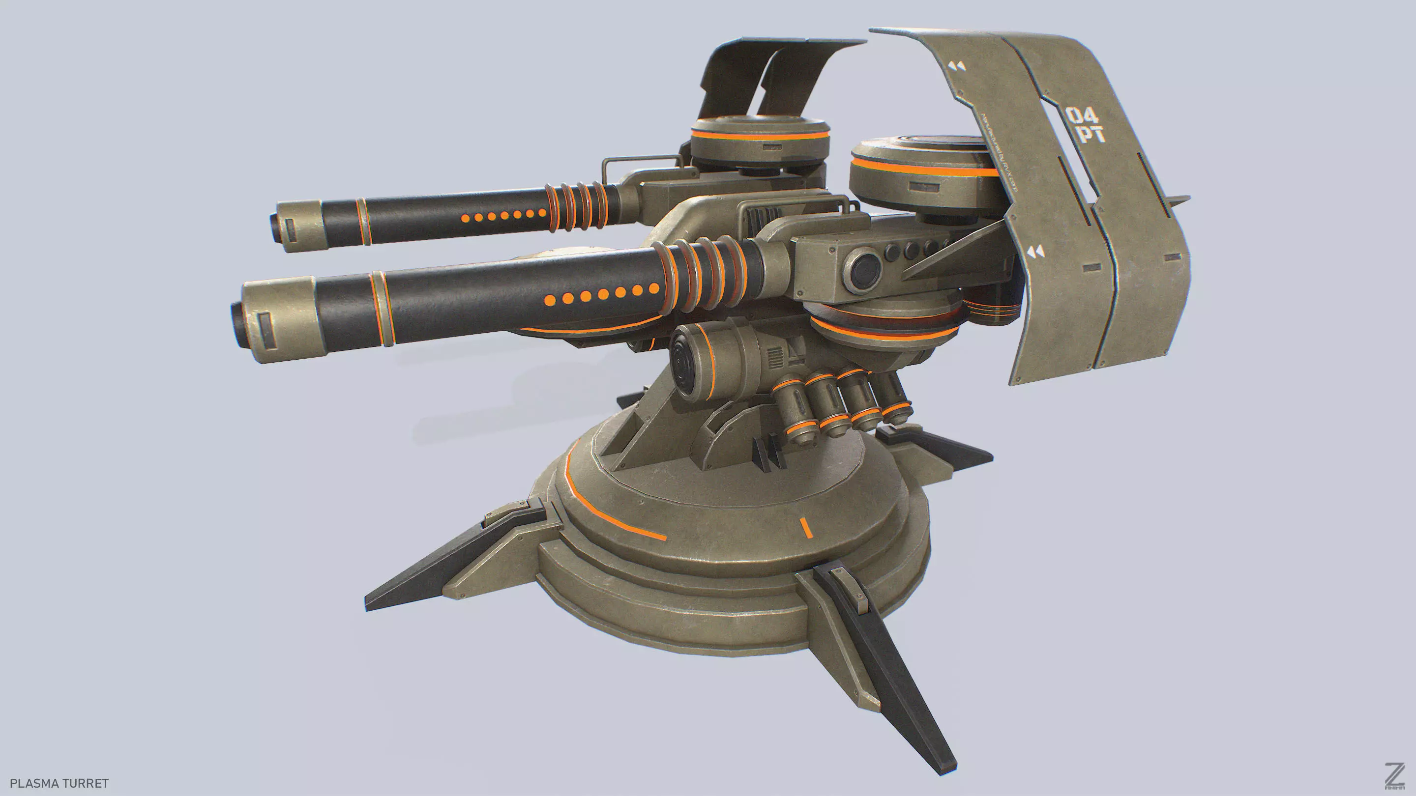 Plasma turret Low-poly 3D model_0