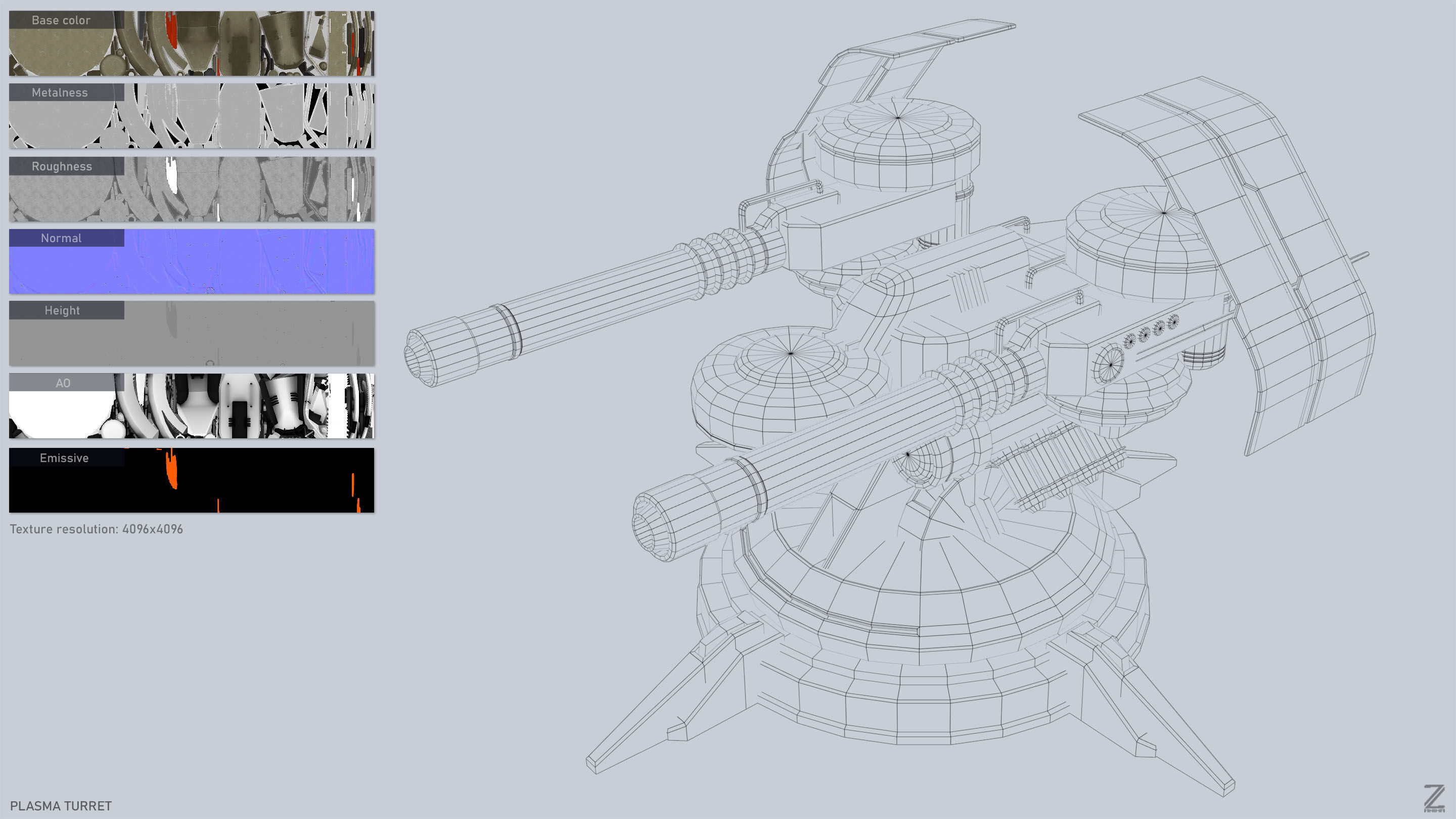 Plasma turret Low-poly 3D model_4