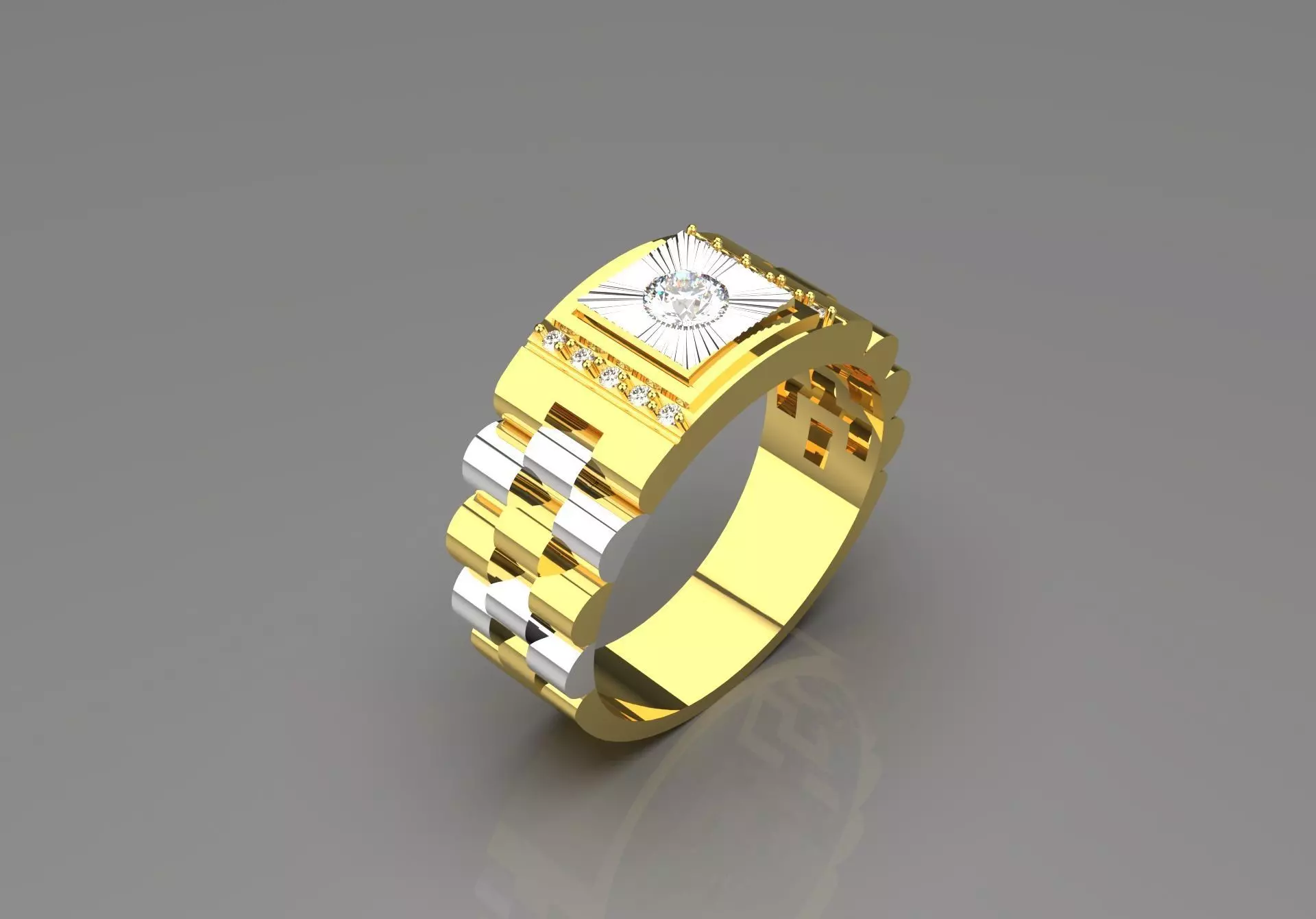 Luxury man Rolex design diamond ring model ror0025 3D print model_0