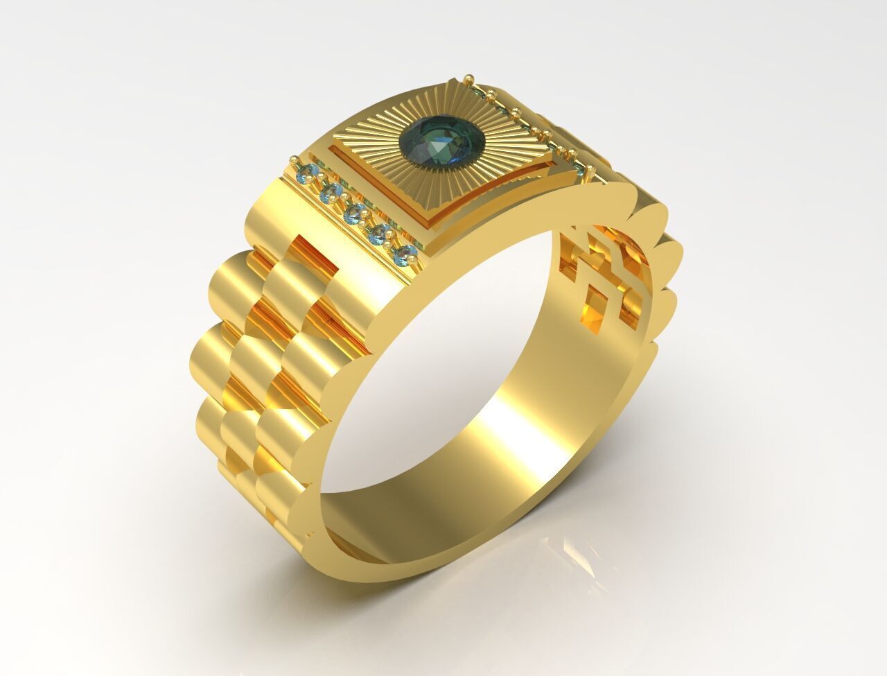 Luxury man Rolex design diamond ring model ror0025 3D print model_13