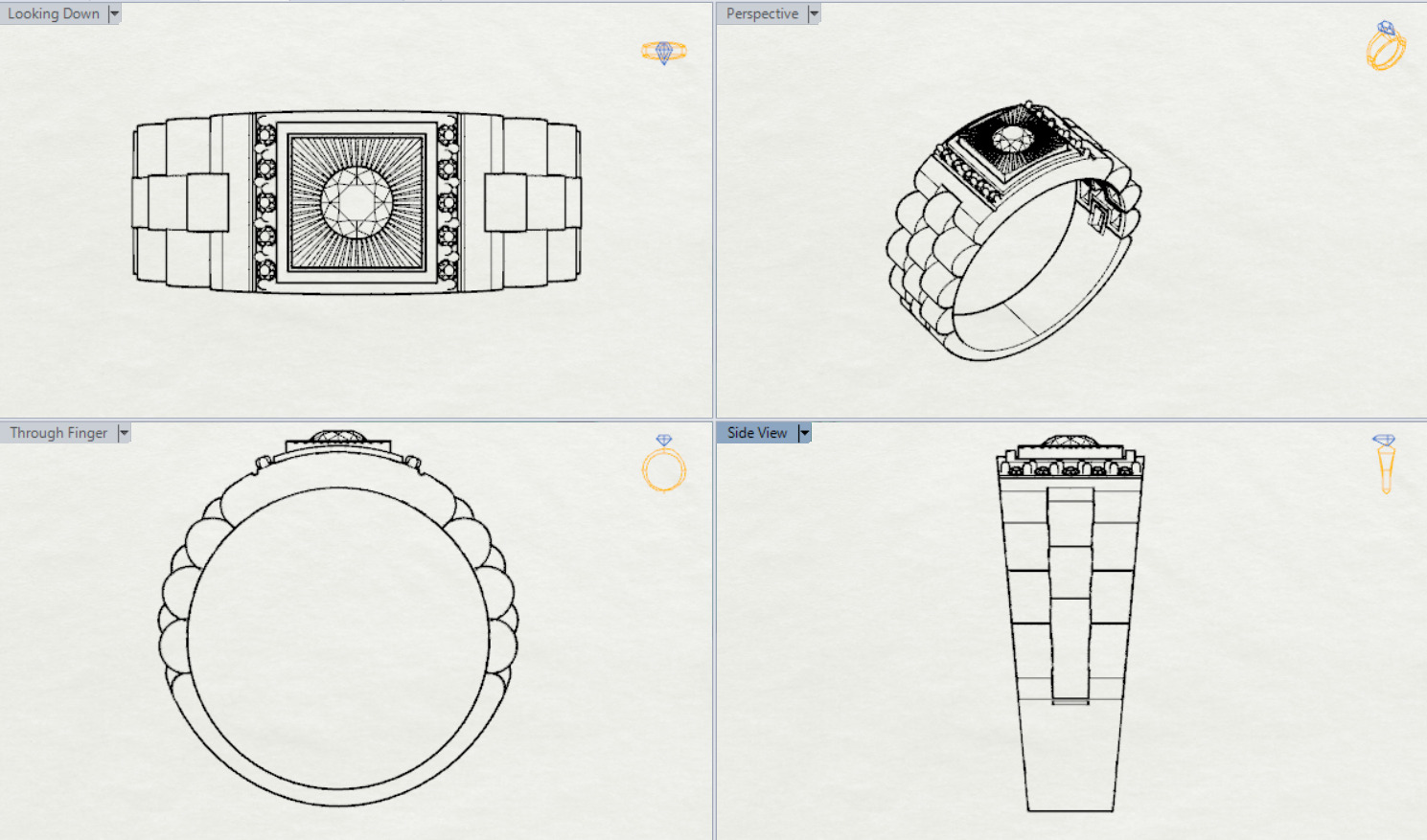 Luxury man Rolex design diamond ring model ror0025 3D print model_20