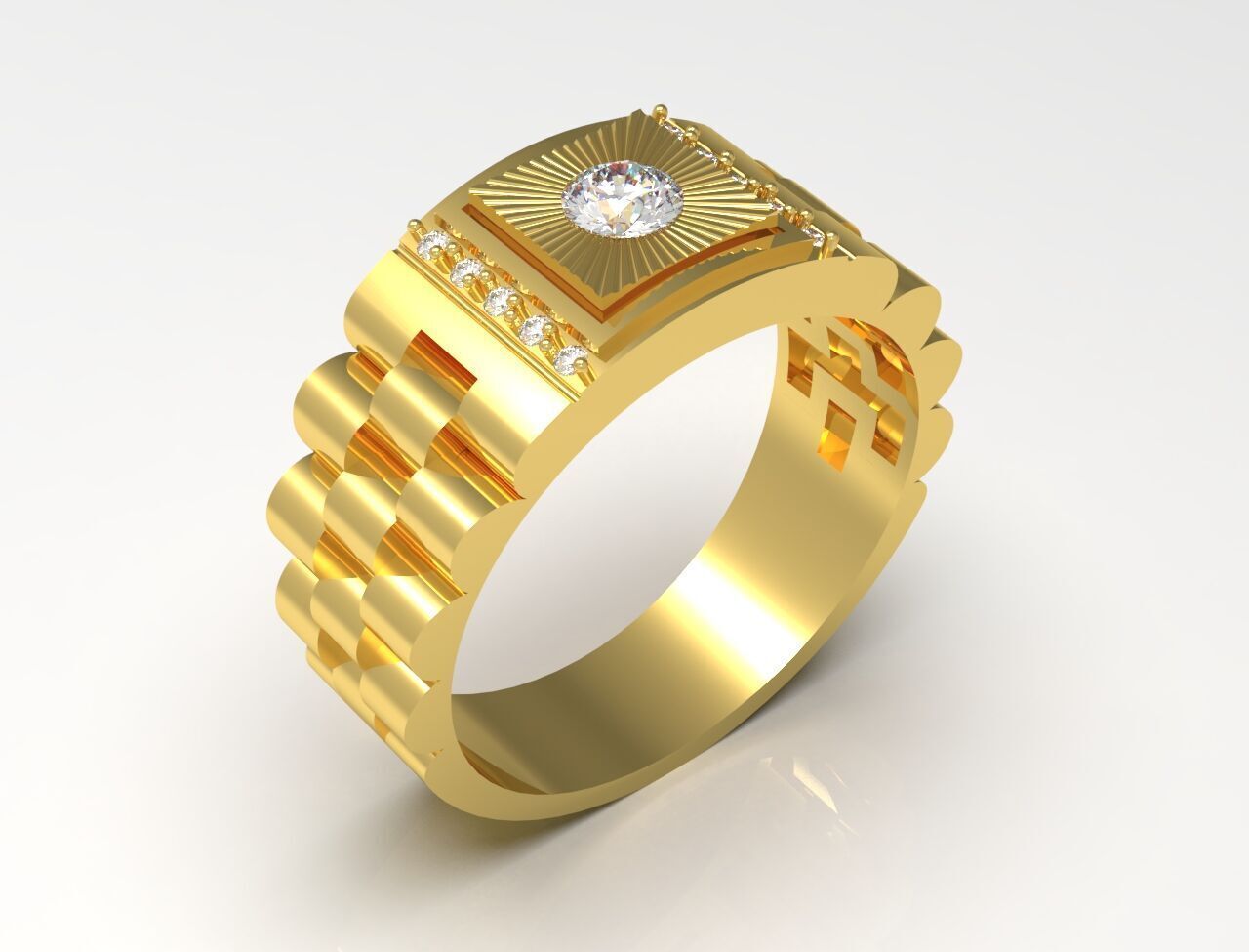 Luxury man Rolex design diamond ring model ror0025 3D print model_12