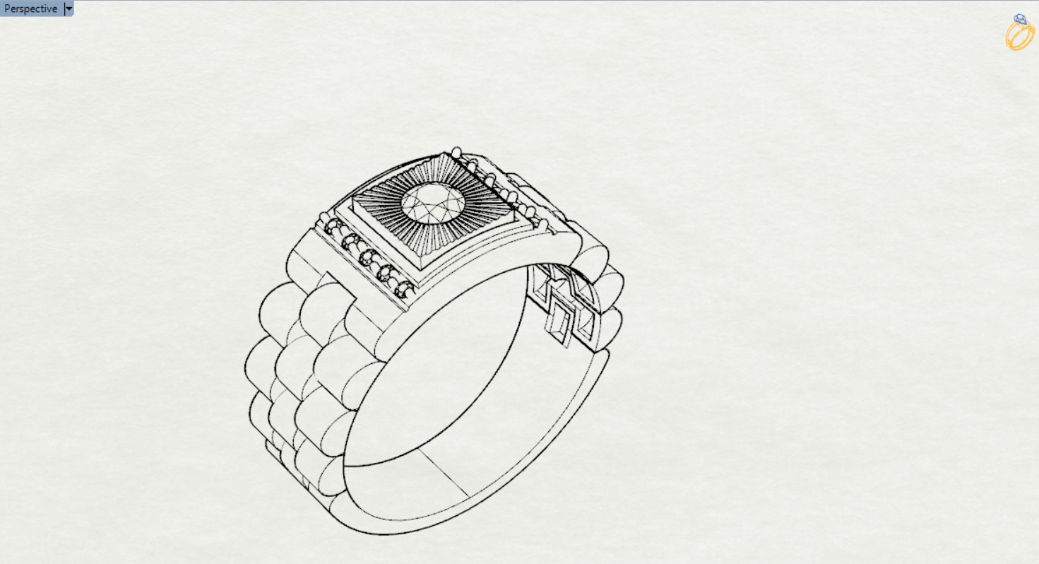 Luxury man Rolex design diamond ring model ror0025 3D print model_21