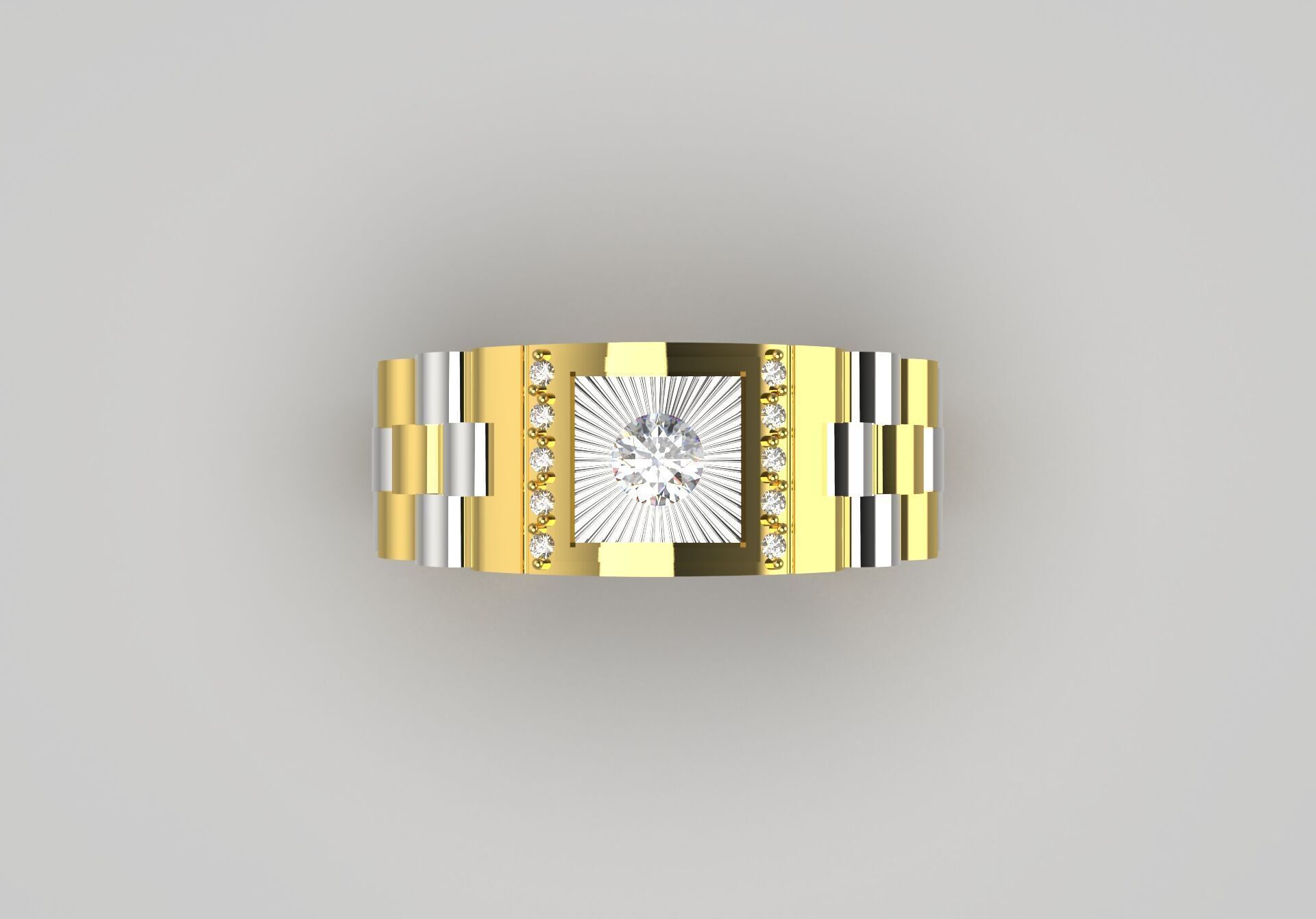 Luxury man Rolex design diamond ring model ror0025 3D print model_1