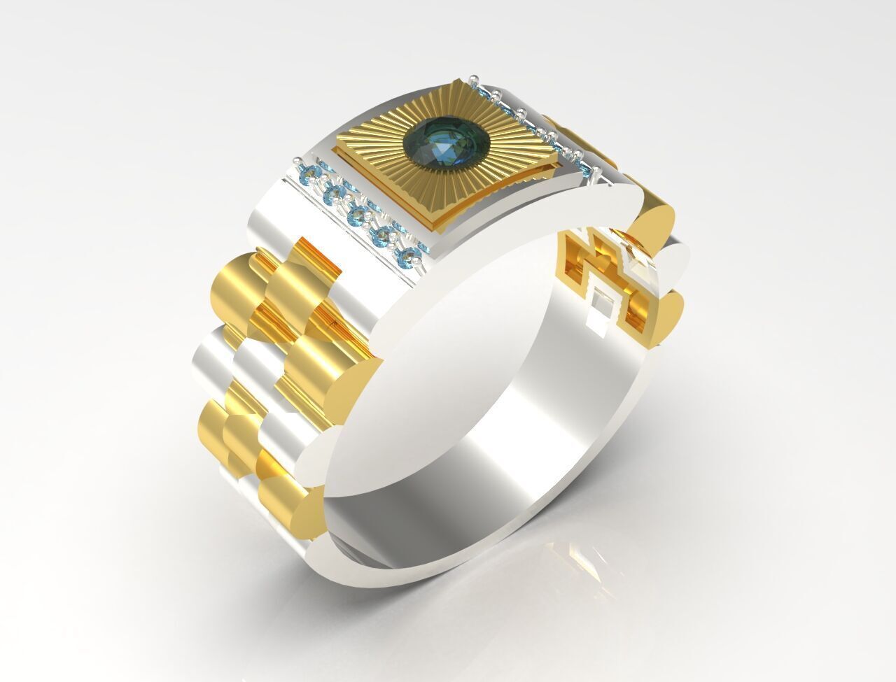 Luxury man Rolex design diamond ring model ror0025 3D print model_14