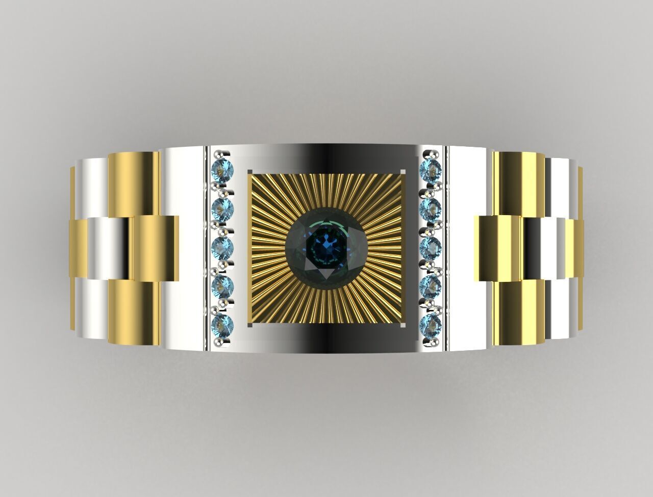 Luxury man Rolex design diamond ring model ror0025 3D print model_17