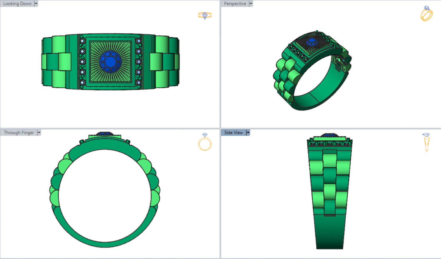 Luxury man Rolex design diamond ring model ror0025 3D print model_25