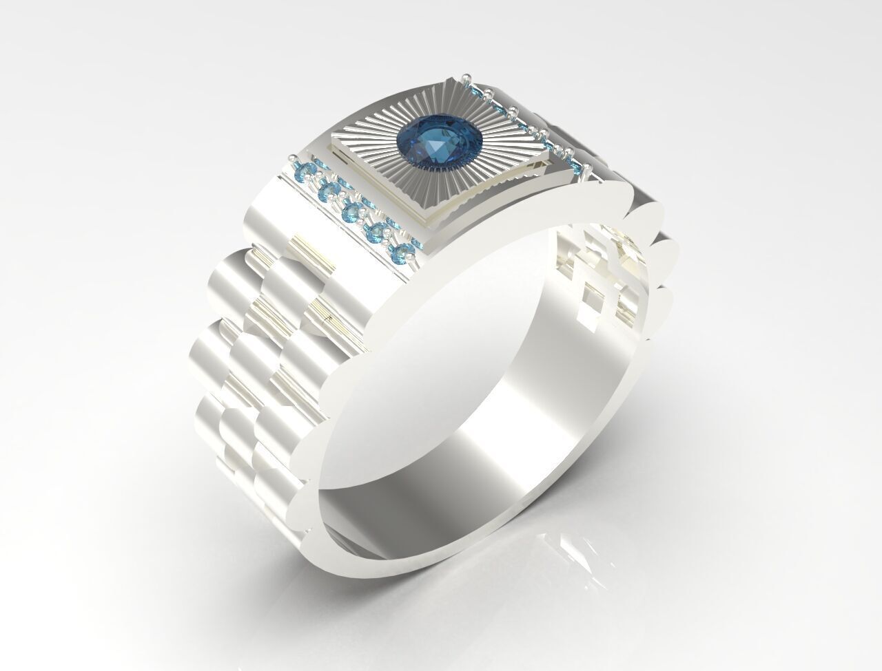 Luxury man Rolex design diamond ring model ror0025 3D print model_15