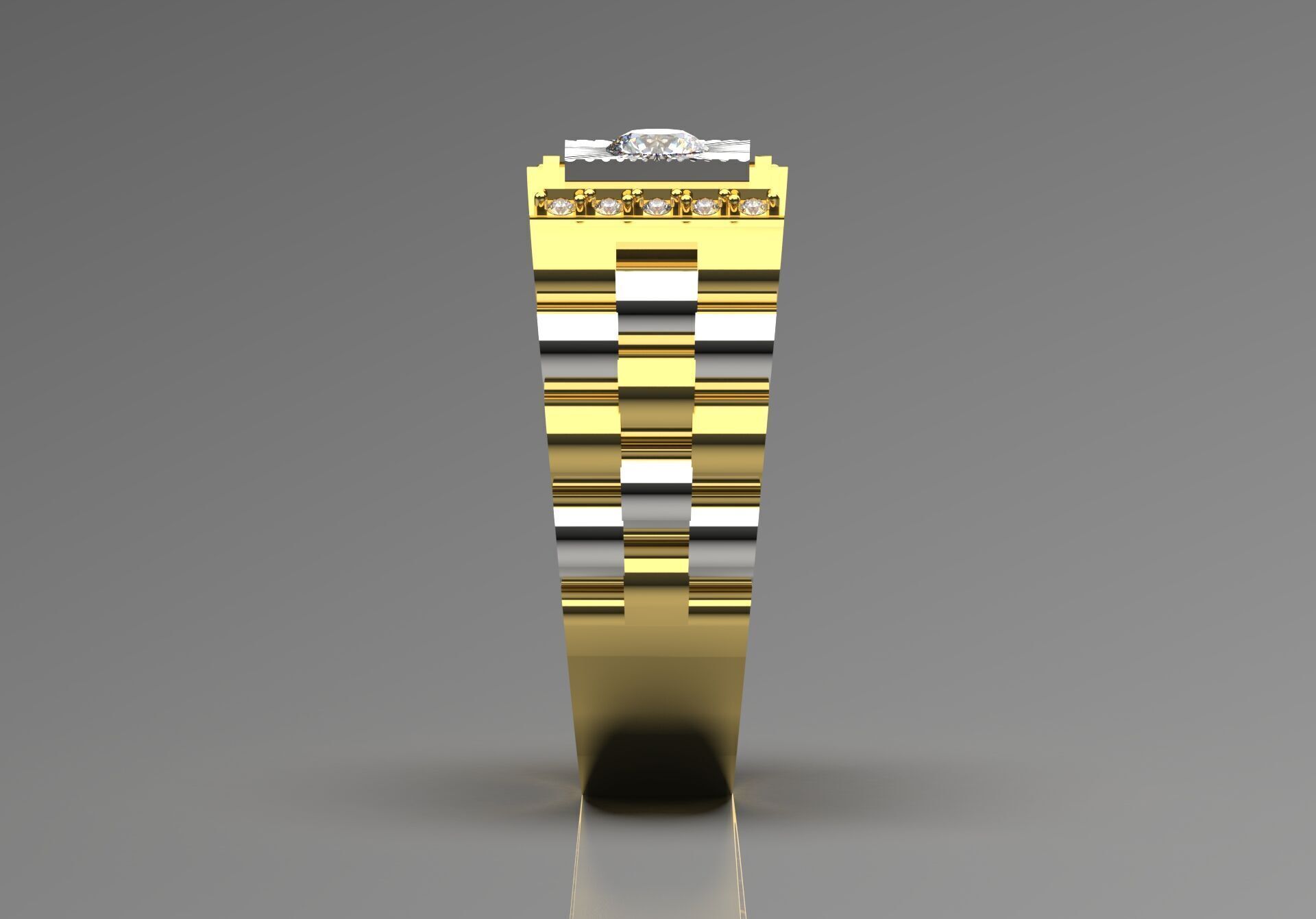 Luxury man Rolex design diamond ring model ror0025 3D print model_2