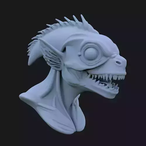 Alien Fish Bust 3D STL Printable - 3D Model STL