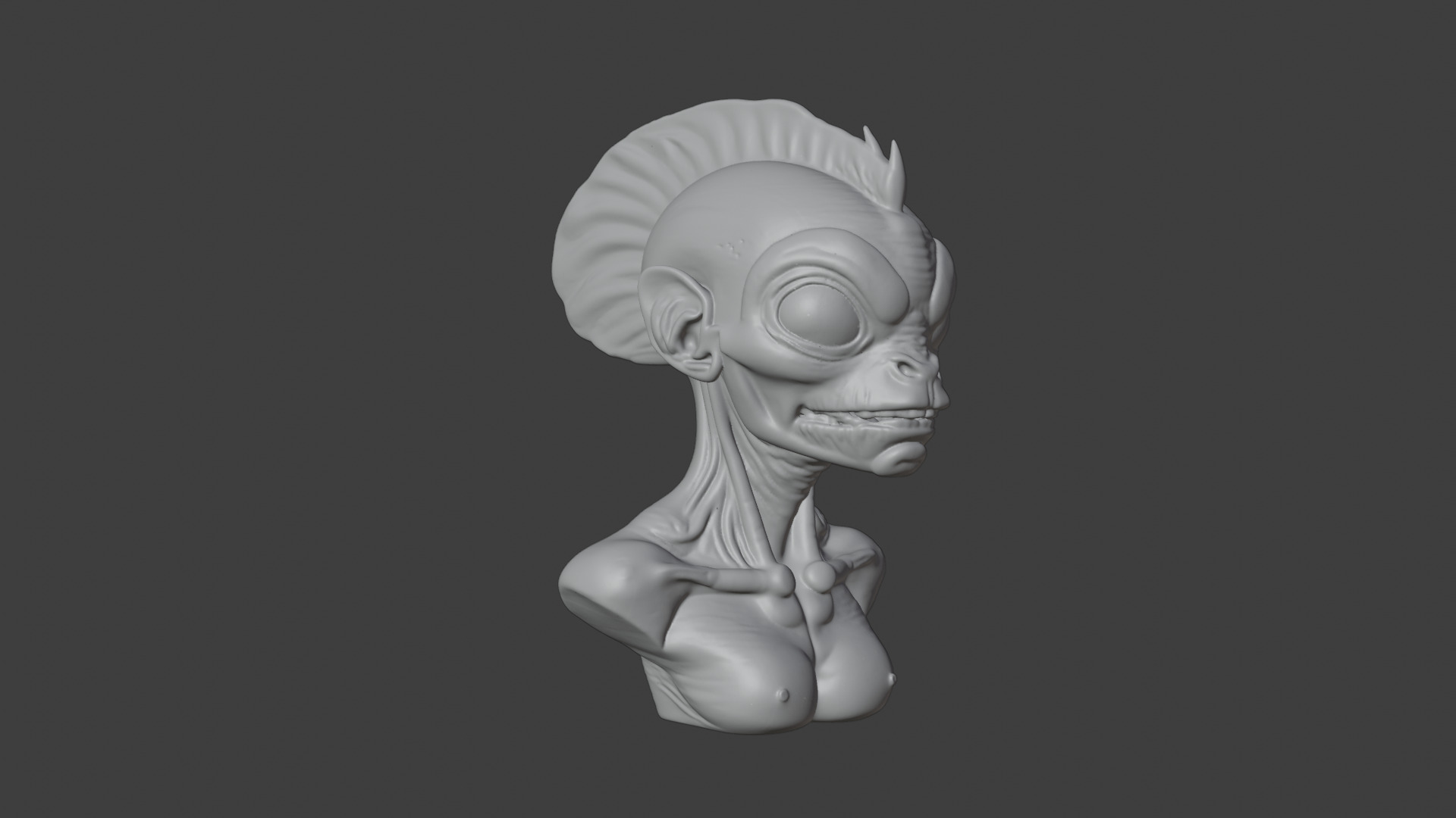 Alien Fish Bust 3D STL Printable - 3D Model STL 3D print model_1