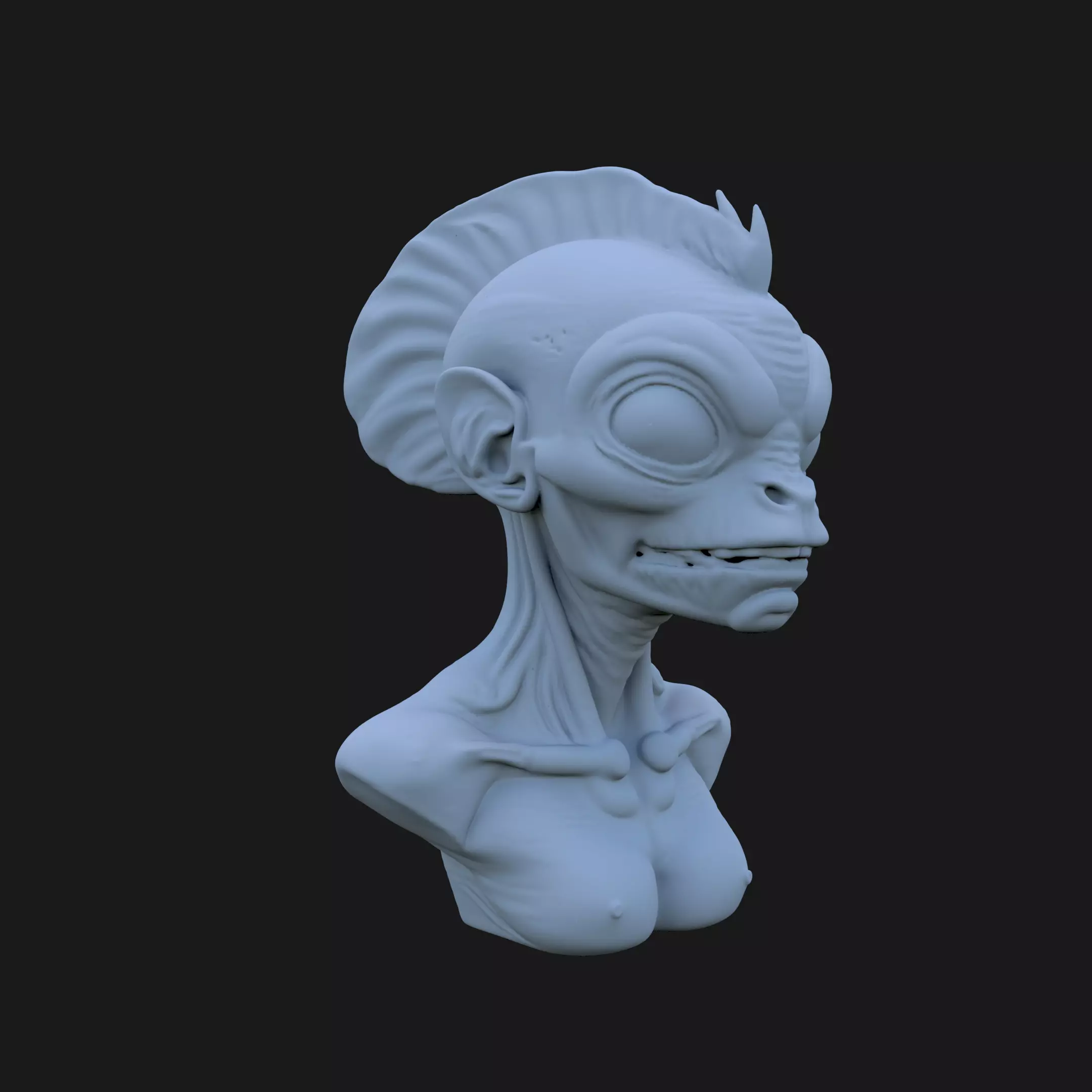 Alien Fish Bust 3D STL Printable - 3D Model STL 3D print model_0