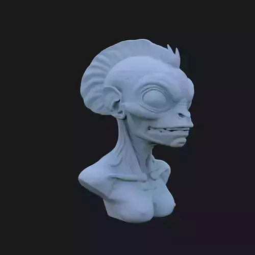 Alien Fish Bust 3D STL Printable - 3D Model STL