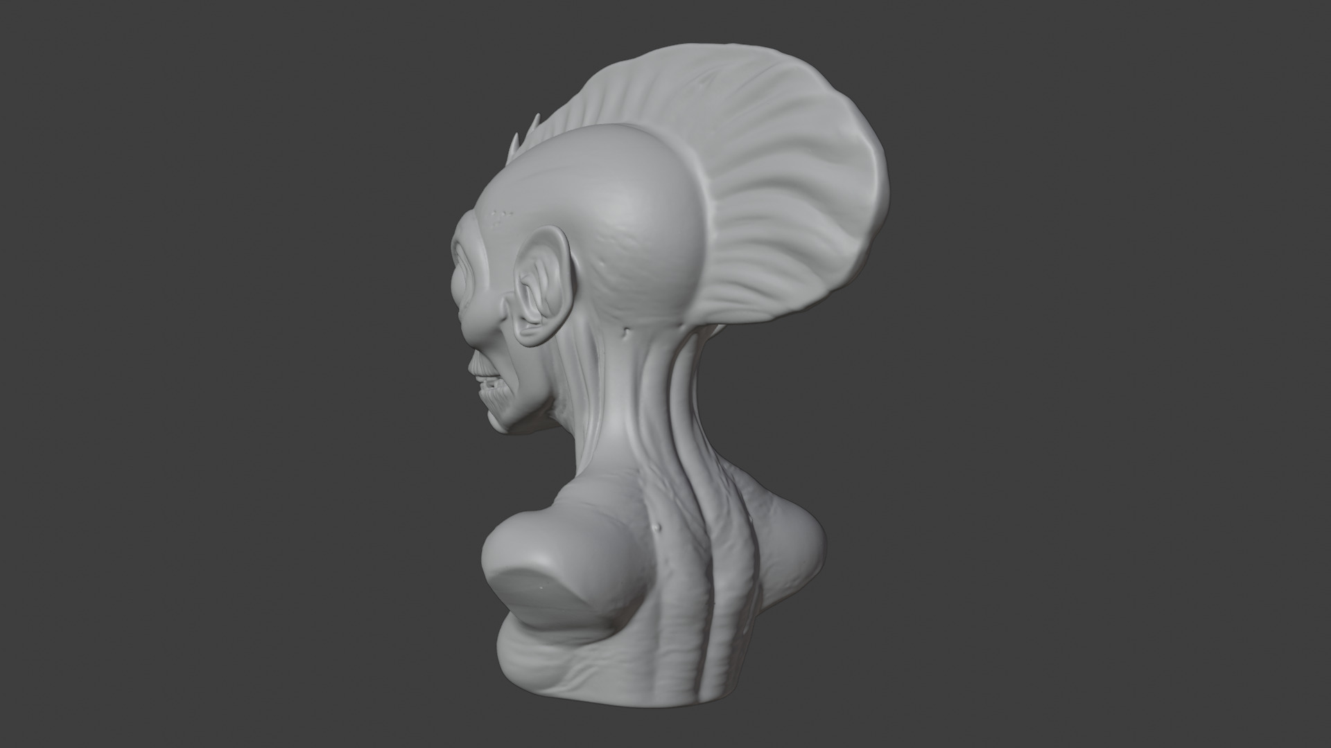 Alien Fish Bust 3D STL Printable - 3D Model STL 3D print model_4