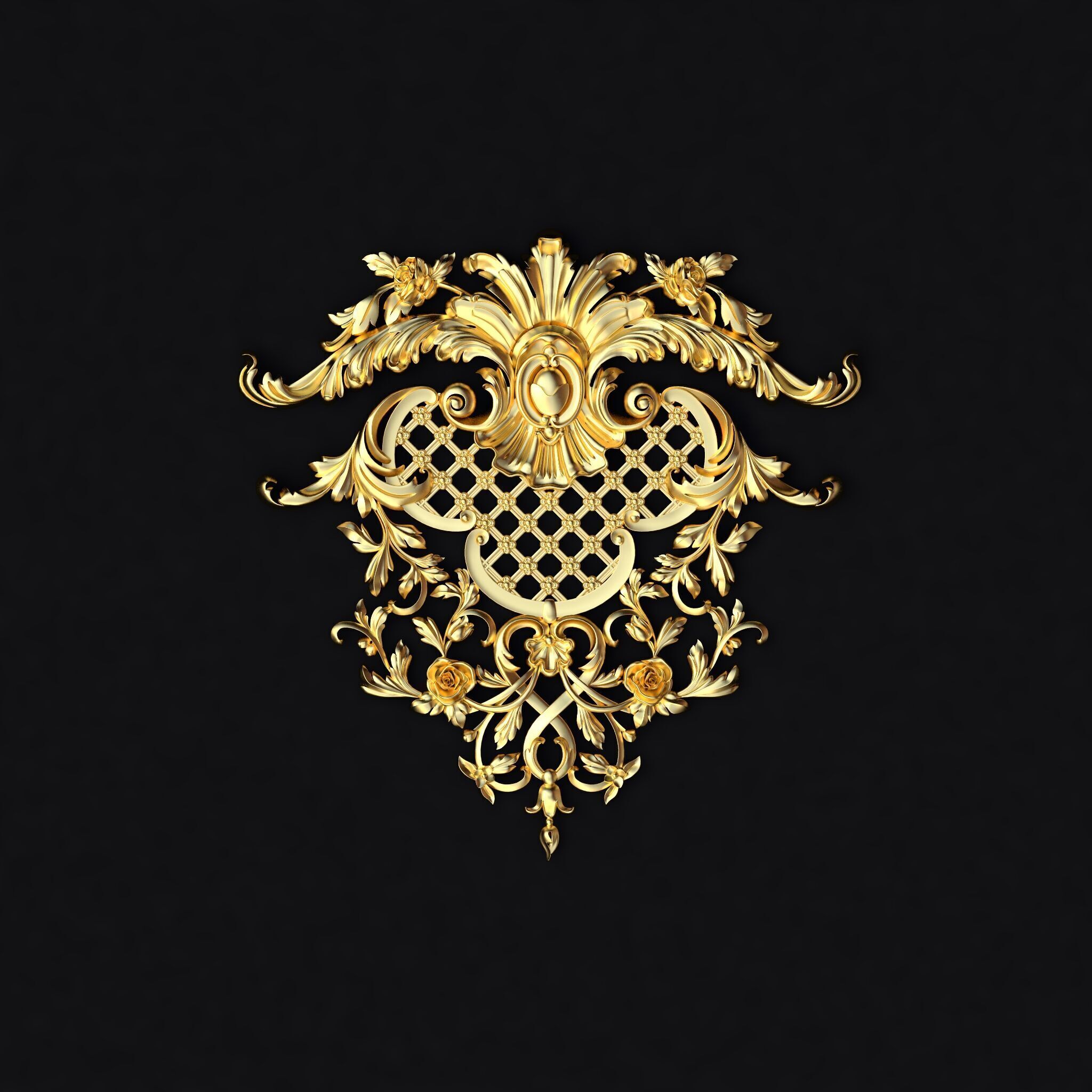 Central decor ornament for furniture 3D model_1