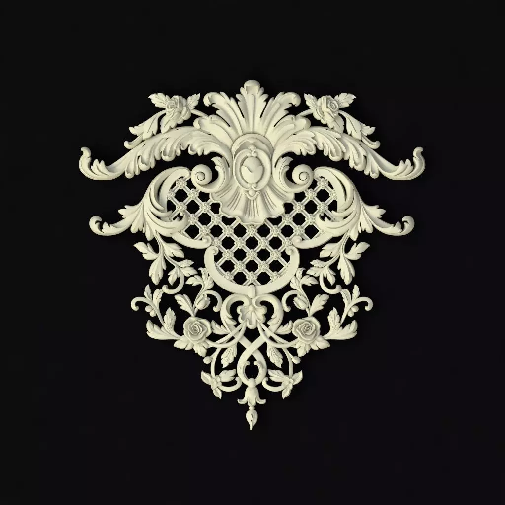 Central decor ornament for furniture 3D model_0