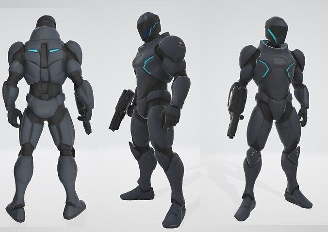 Sci-Fi Police Soldier  Low-Poly 3D Model  Low-poly 3D model