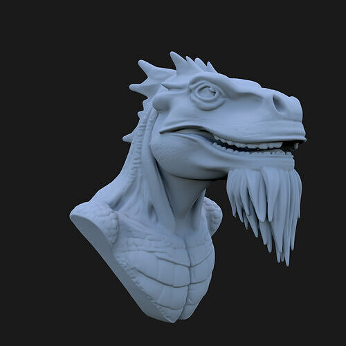 Bearded Dragon Bust 3D STL Printable - 3D Model STL 3D print model