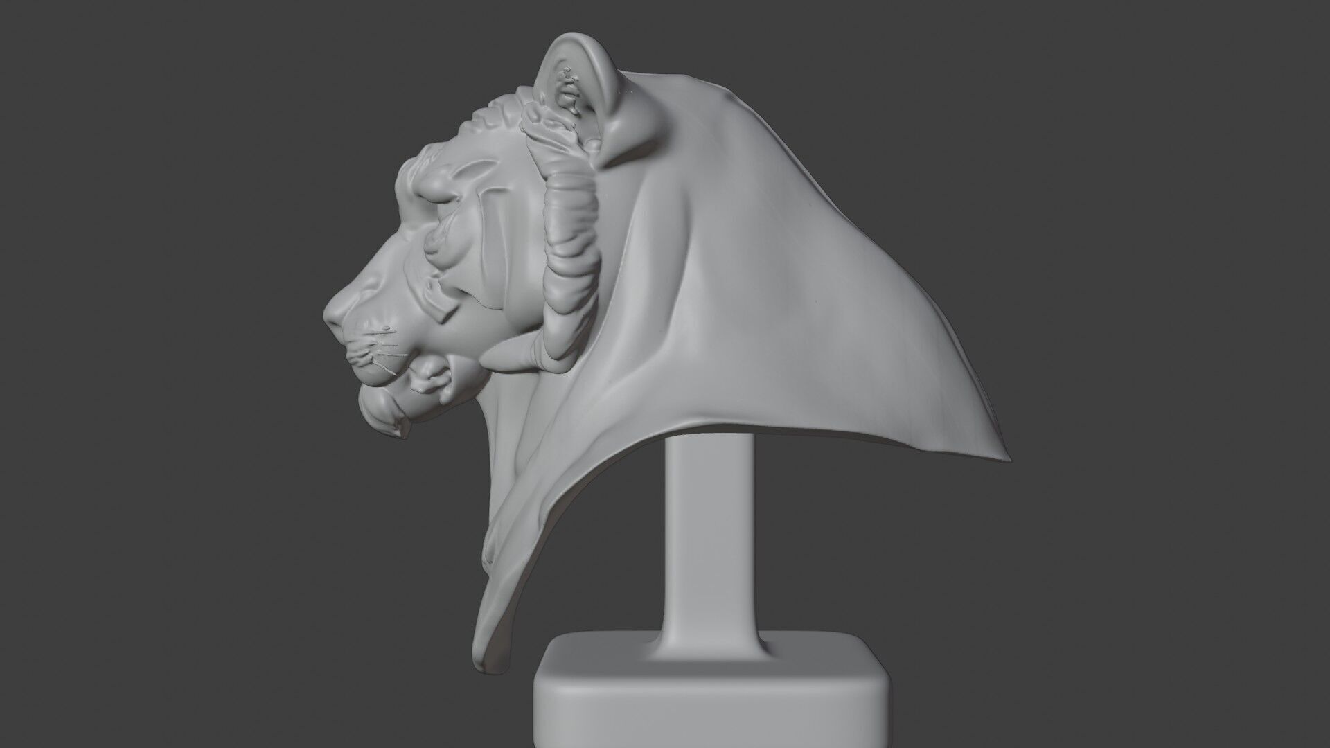 Bengal Tiger Bust 3D STL Printable - 3D Model STL 3D print model_4