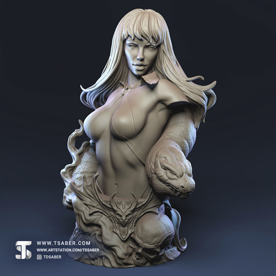 Vampirella Bust Standard 3D print model_2