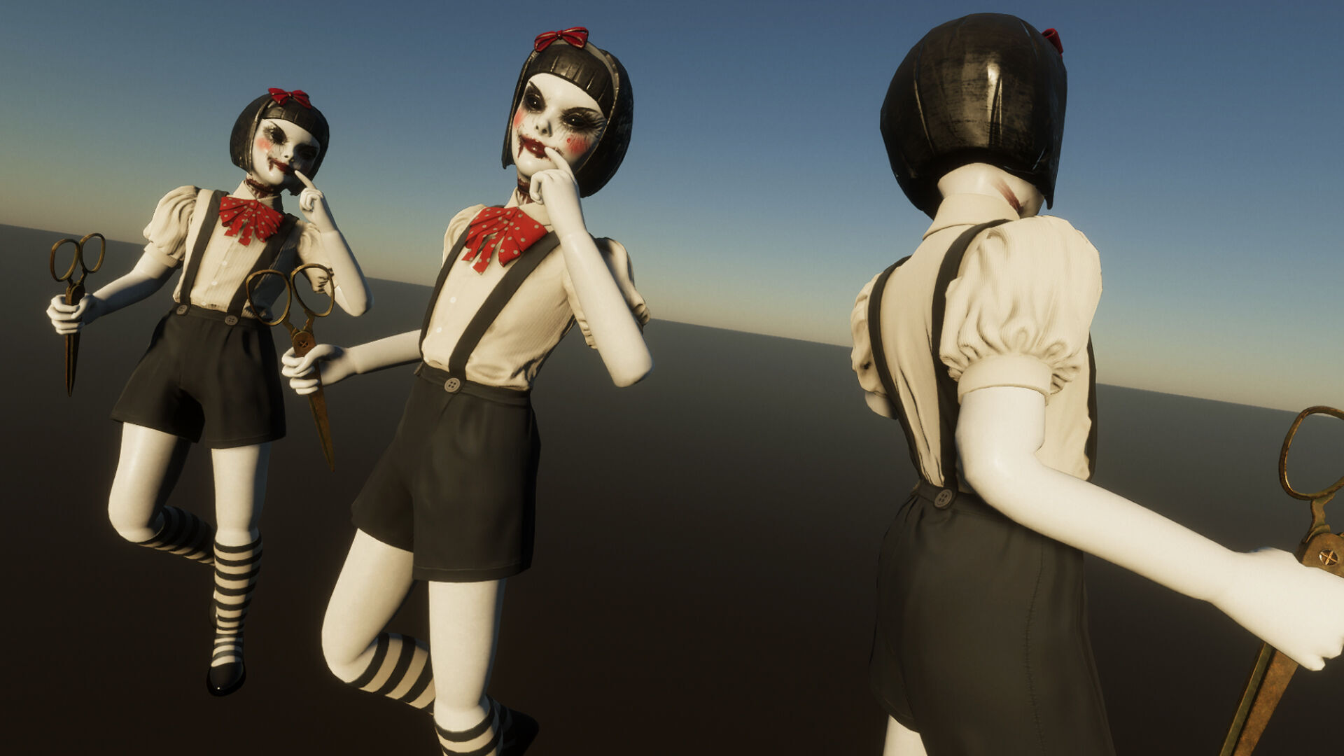 Trio Dolls Pack - Rigged and Animated Low-poly 3D model_28