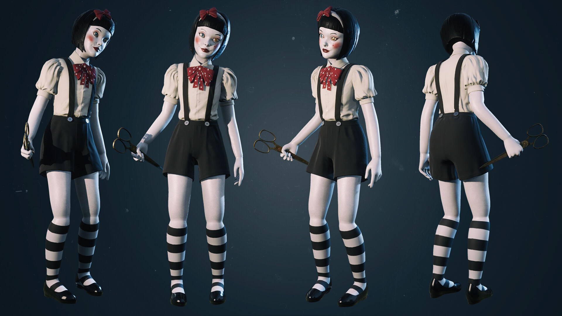 Trio Dolls Pack - Rigged and Animated Low-poly 3D model_4