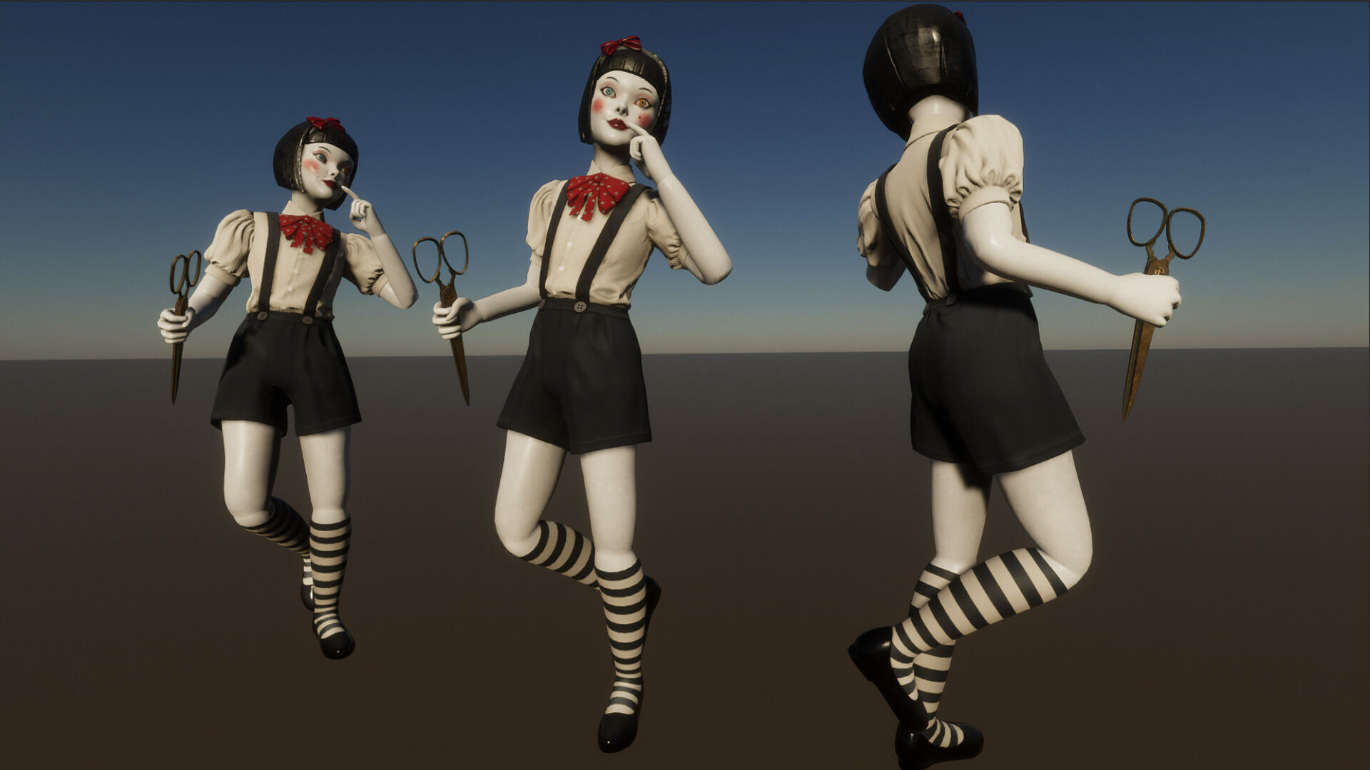 Trio Dolls Pack - Rigged and Animated Low-poly 3D model_27