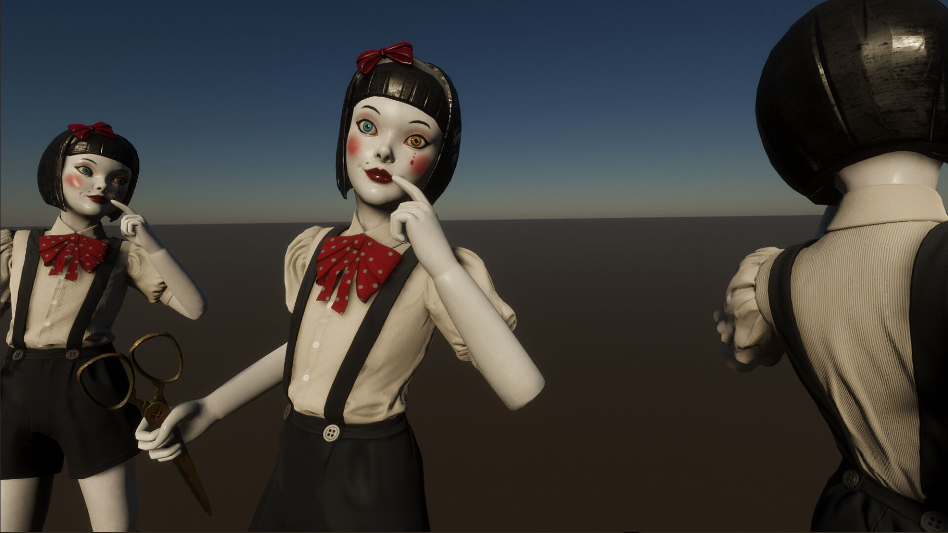 Trio Dolls Pack - Rigged and Animated Low-poly 3D model_25