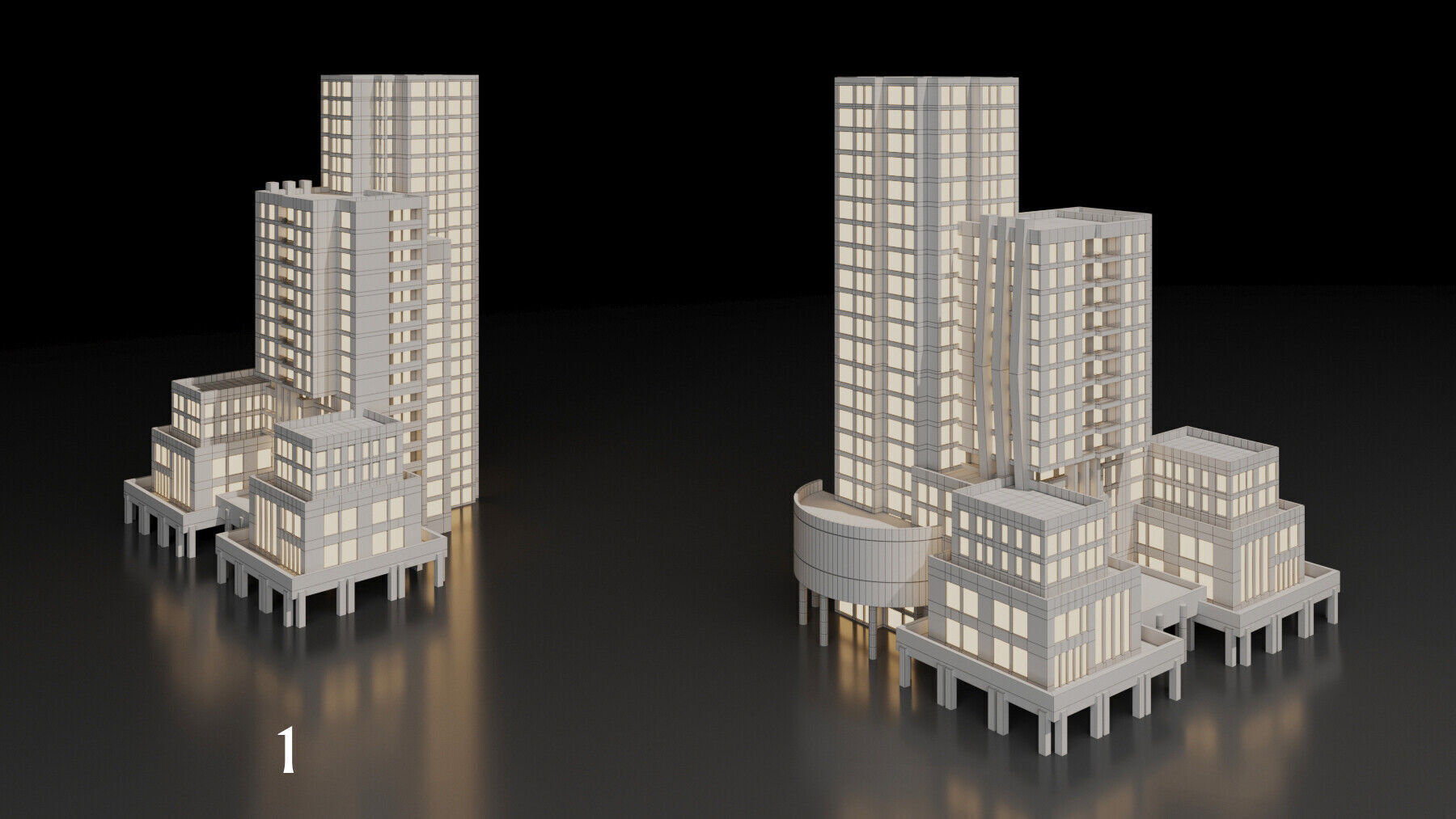 SimplePoly building KITBASH-Low-poly 3D model-Urban Vol 02 Low-poly 3D model_2