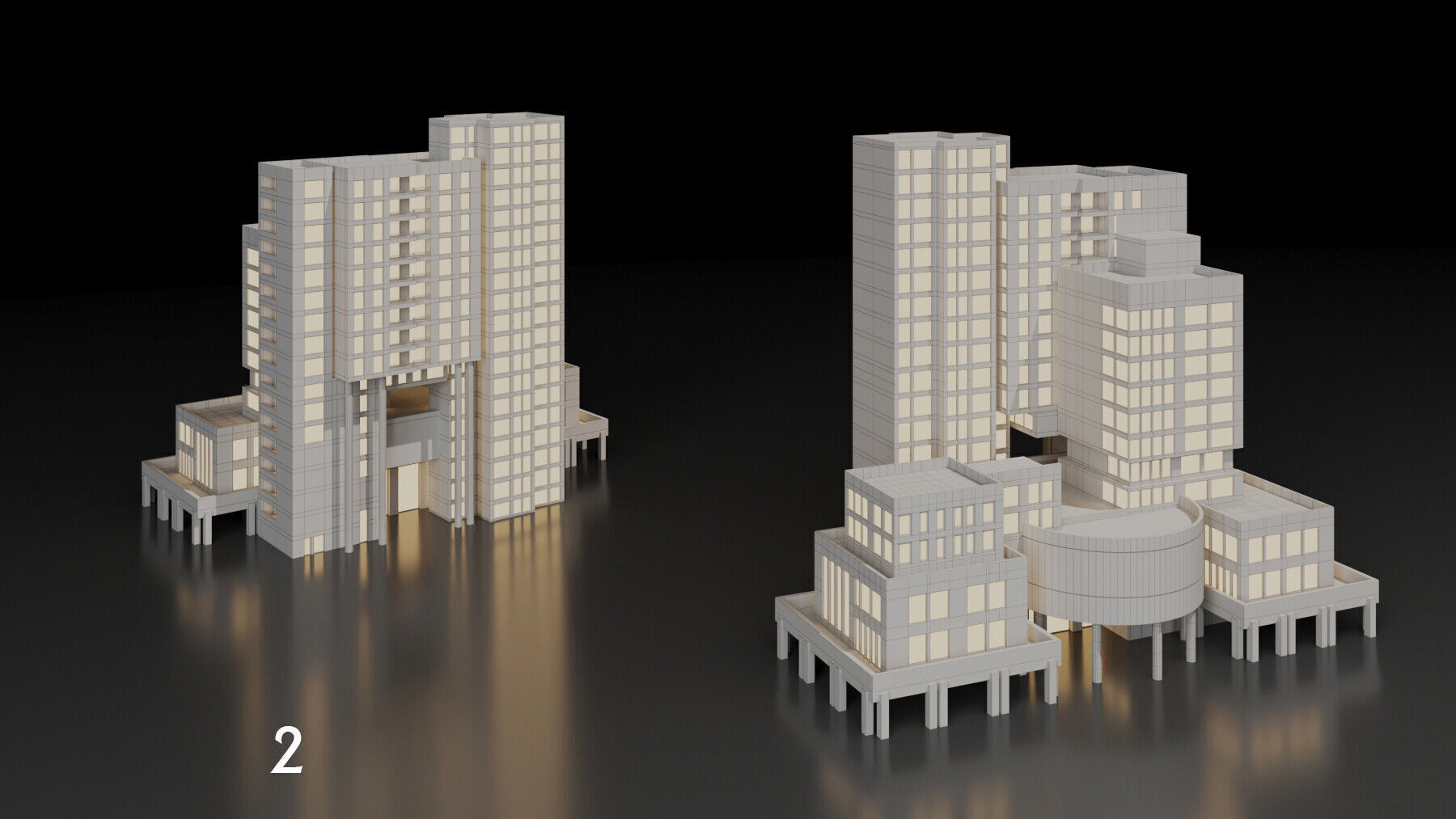 SimplePoly building KITBASH-Low-poly 3D model-Urban Vol 02 Low-poly 3D model_3