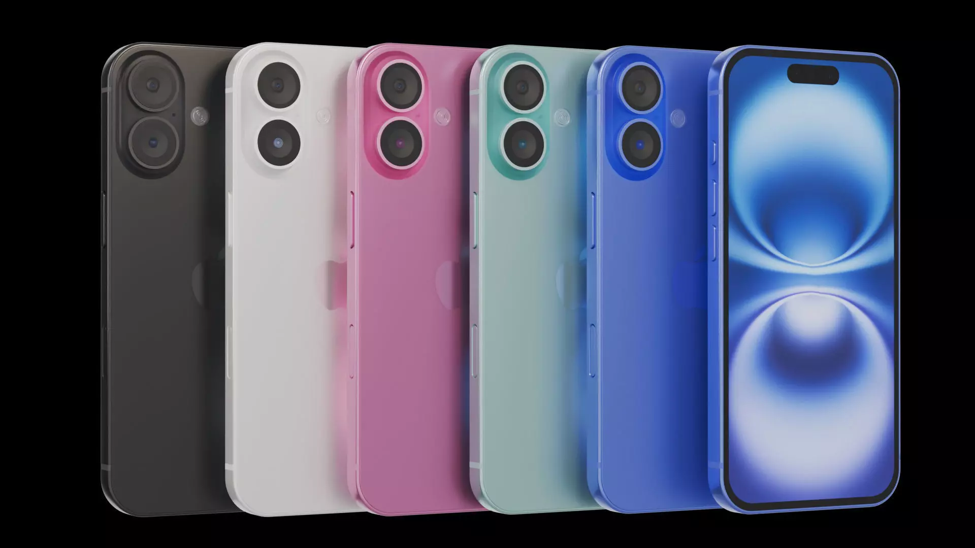 iPhone 16 3D Model 5 color variants Free low-poly 3D model