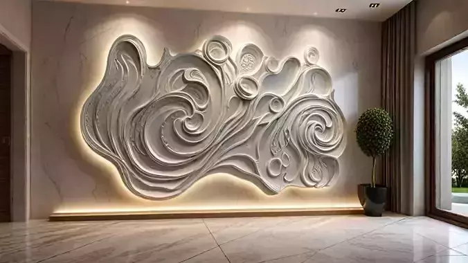 3D Wall Panel mural decor set relief stl 05 