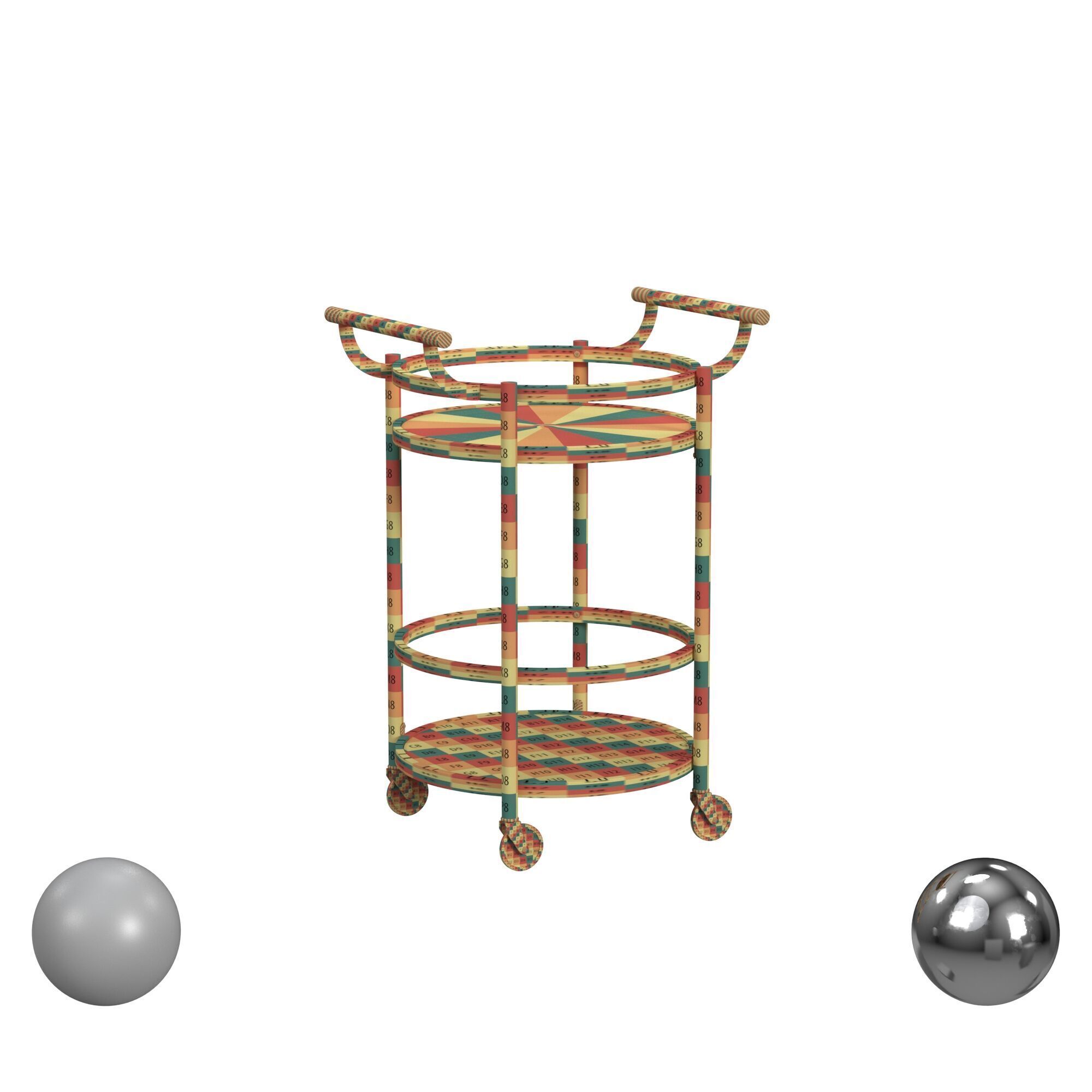Sienna 2 Tier Round Bar Cart 3D model_2