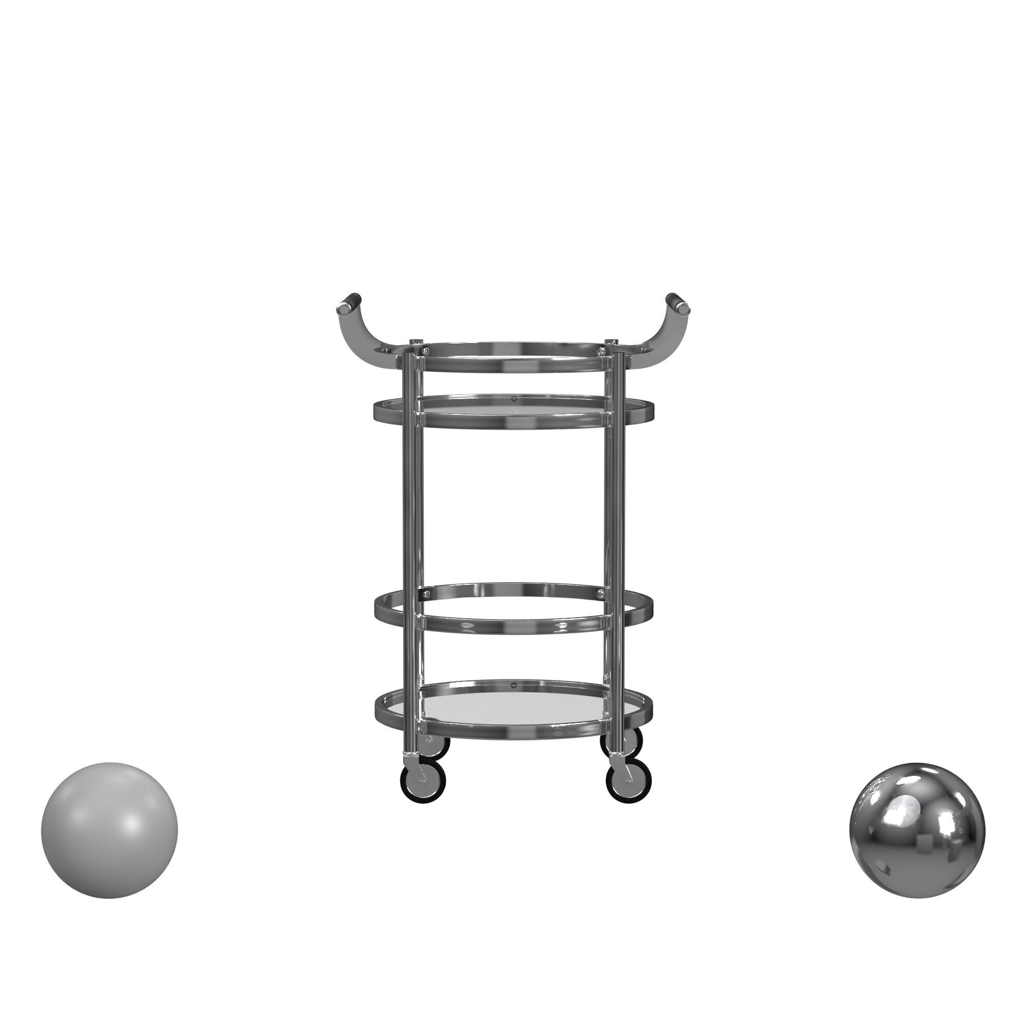Sienna 2 Tier Round Bar Cart 3D model_1