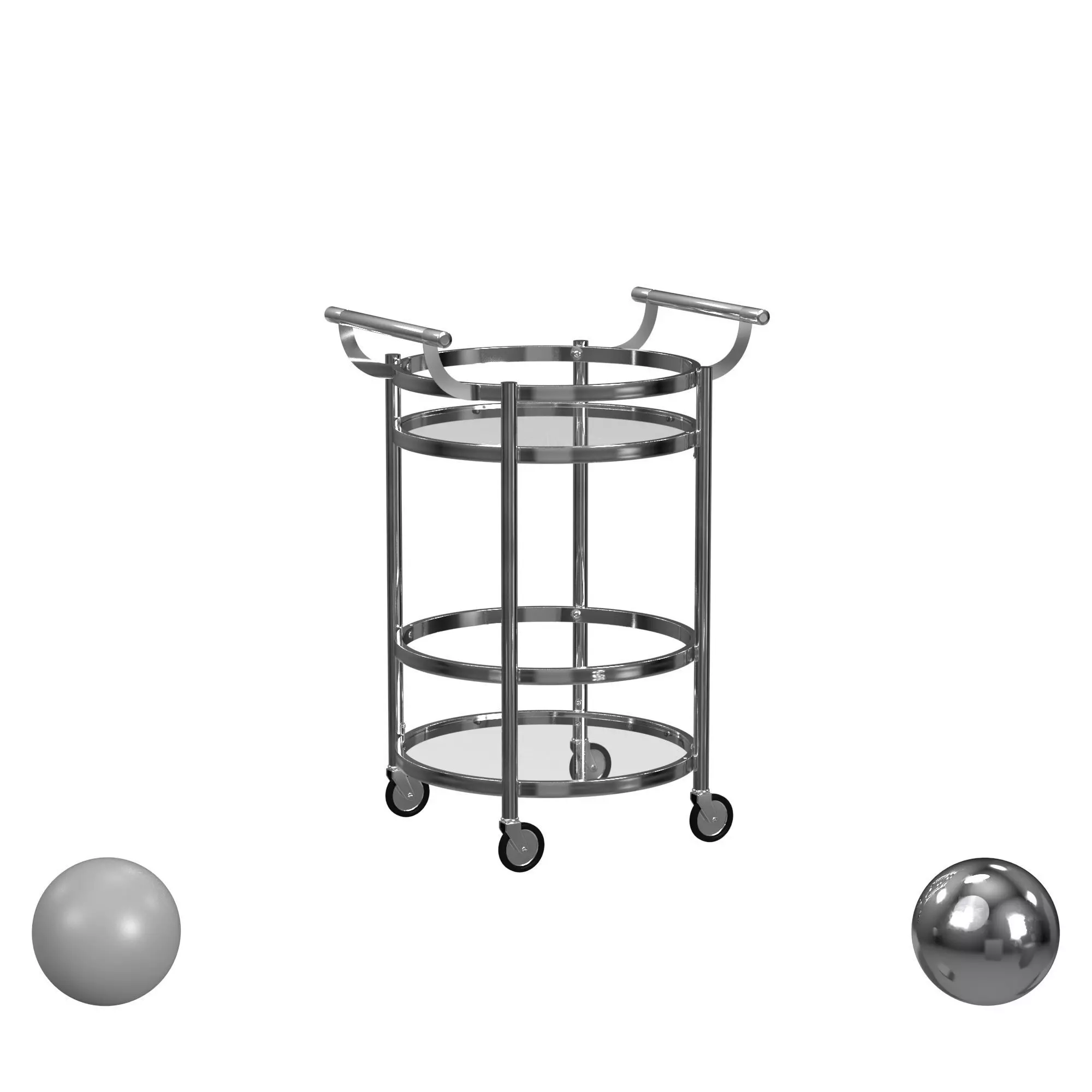 Sienna 2 Tier Round Bar Cart 3D model_0