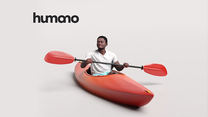 Humano African Man kayaking -2505-064-5017 3D model